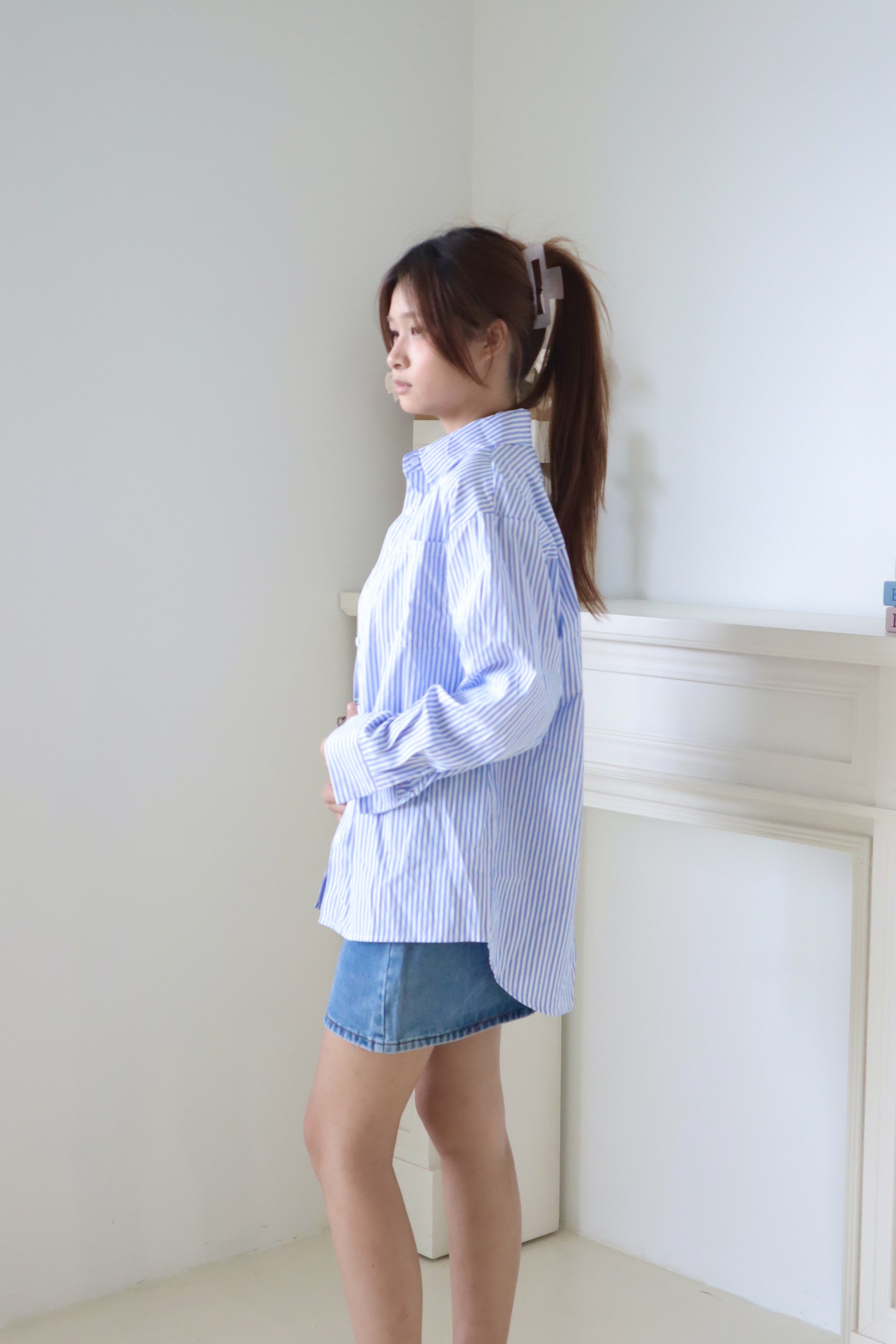 Blue and White Striped Shirt