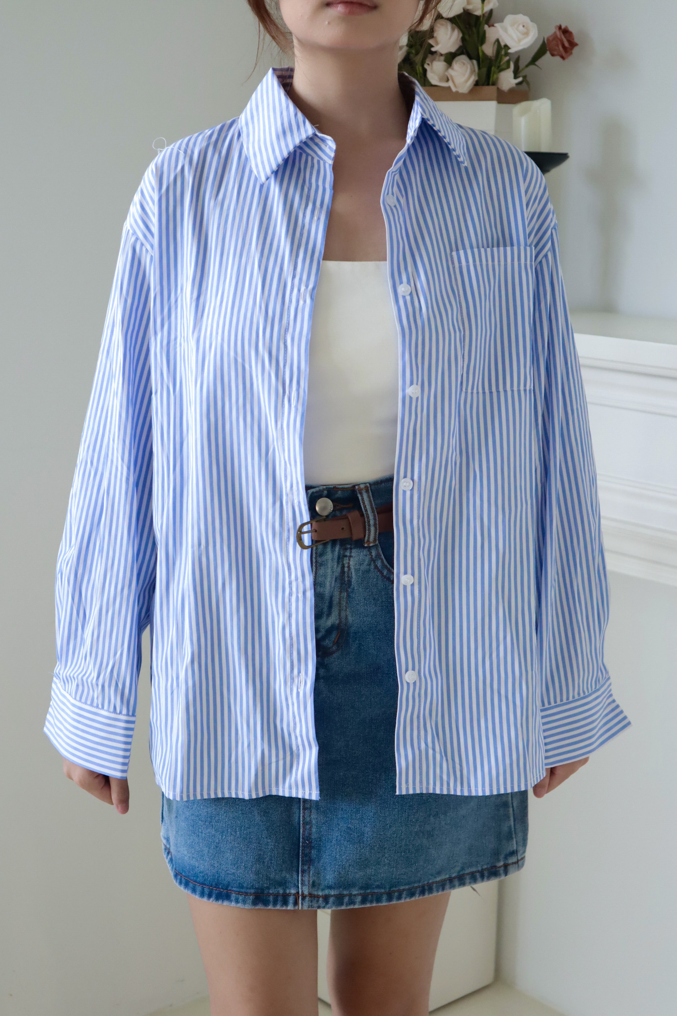 Blue and White Striped Shirt