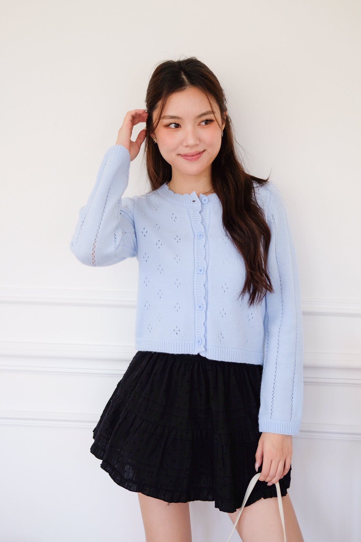 Mirae Soft Fuzzy Knit Cardigan (Baby Blue)