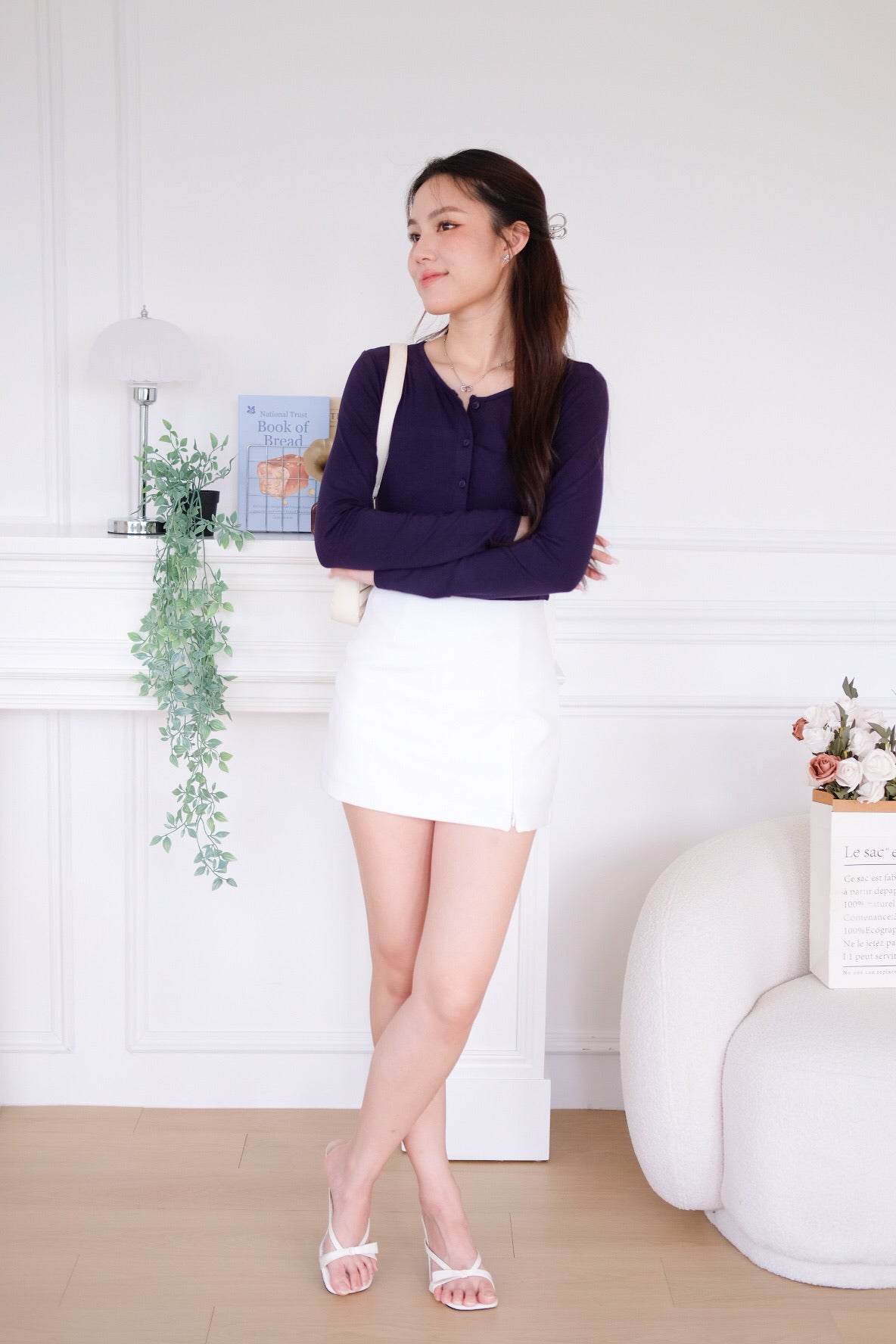 Isla Button Cardigan (Navy Blue)