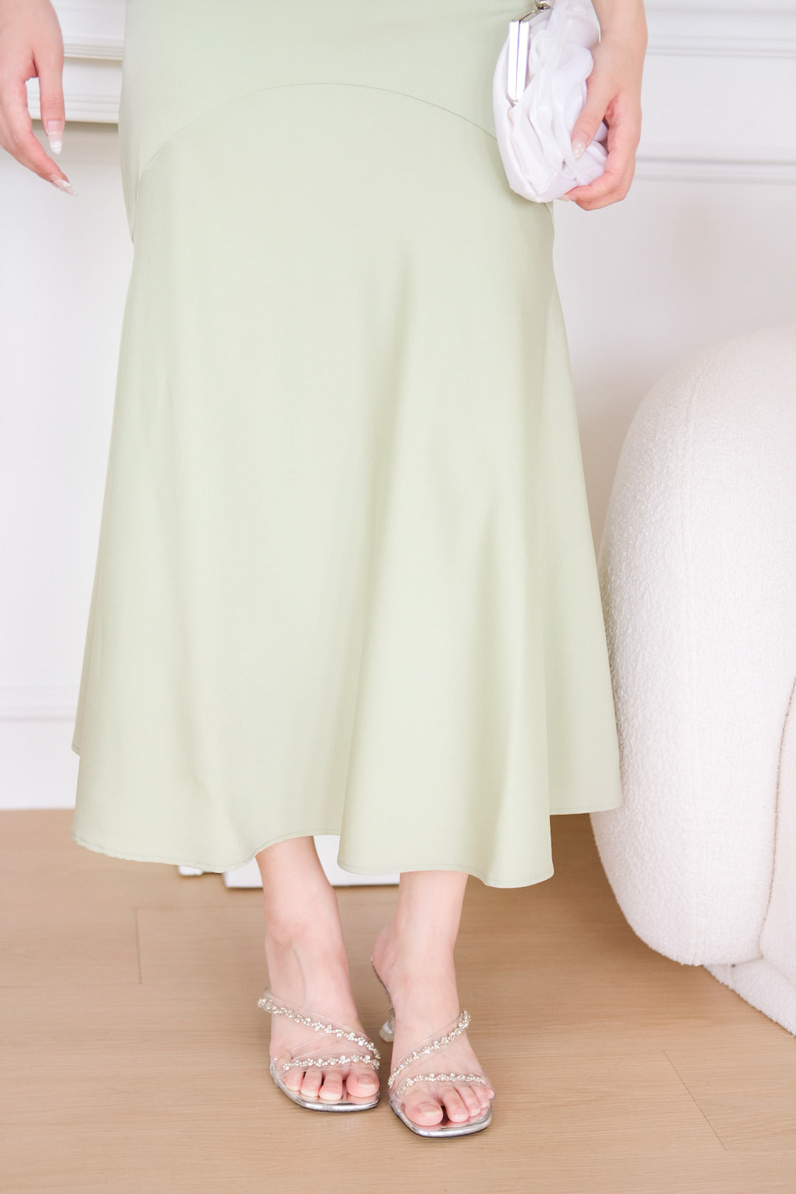 Marina Ruffle Mermaid Maxi Dress (Pistachio Green)