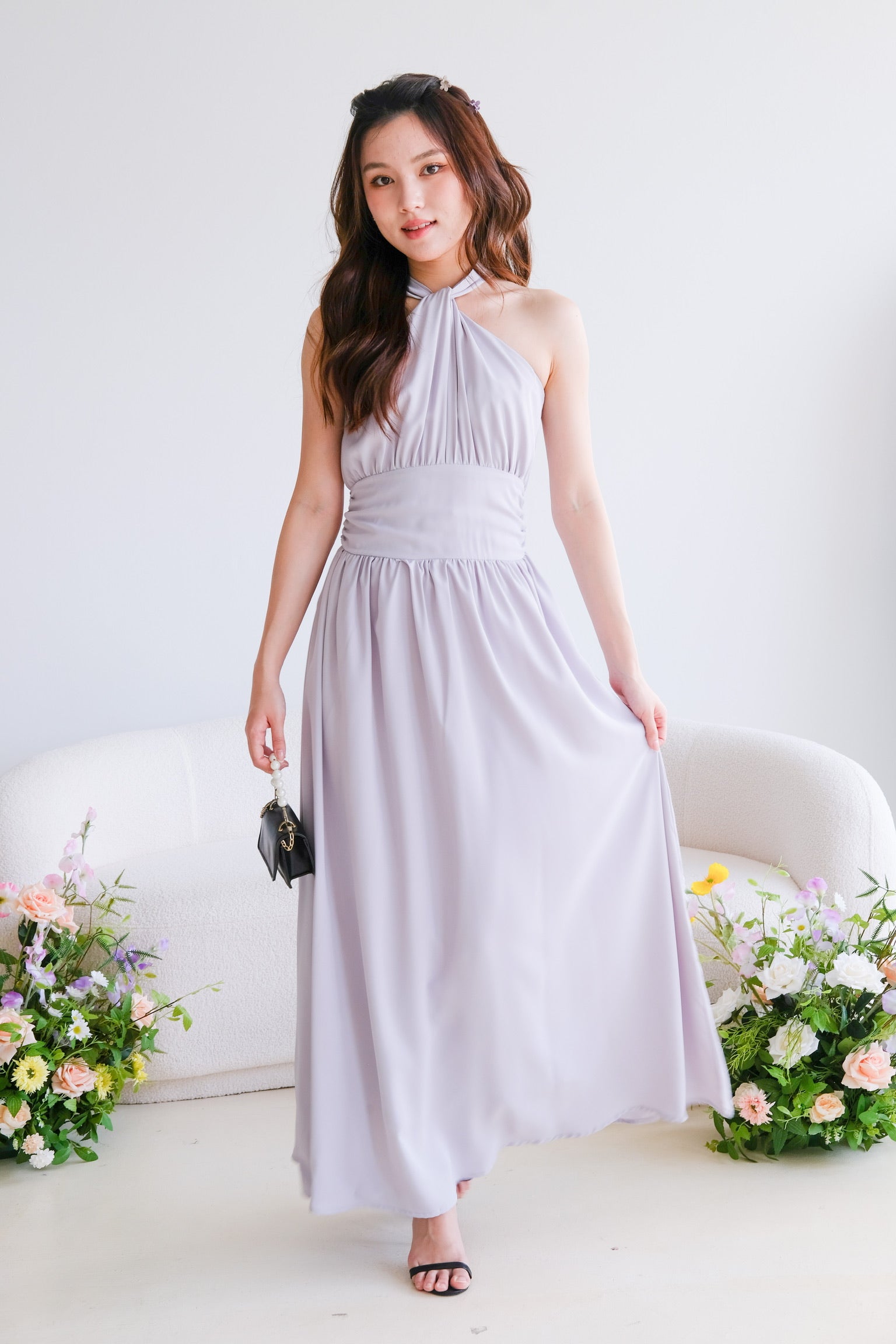 Fiona Halter Flare Maxi Dress (Lavender Haze)