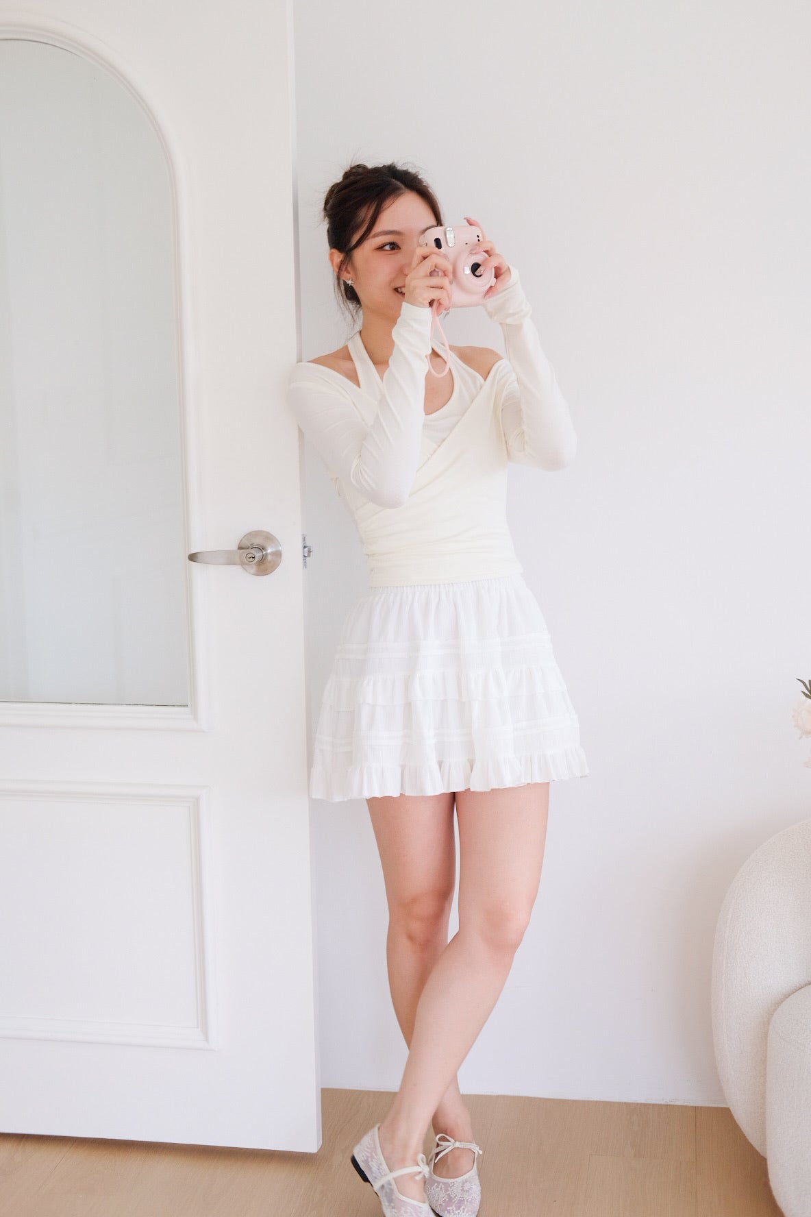 Alicia Ballet Halter 2-in-1 Top (White)