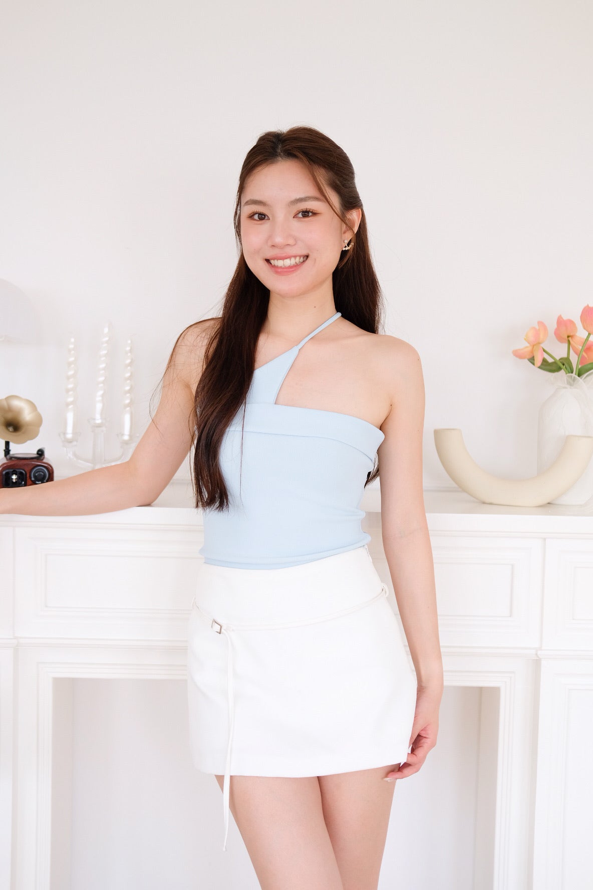 Sovanna Asymmetrical Cami Crop (Baby Blue) [ETA 12 Sept]