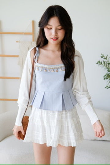Blaire Bolero Cotton Cardigan (White)