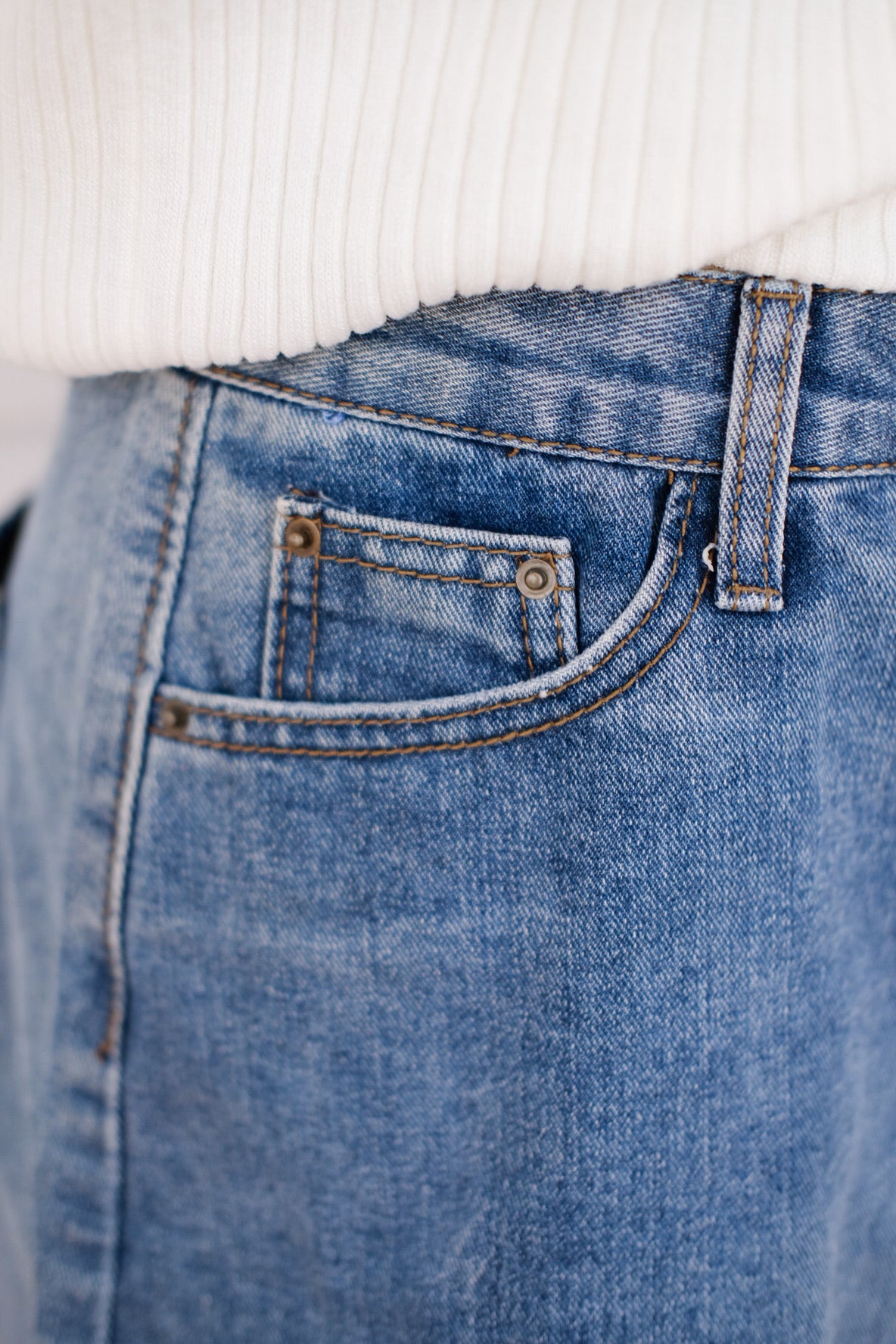 Dark Blue Denim High Waist Skirt