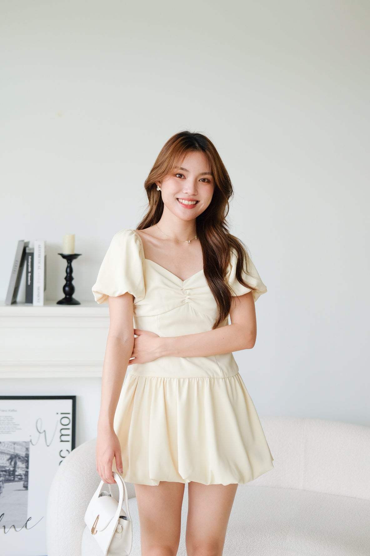 Lucy Sweetheart Bubble Dress (Cream)