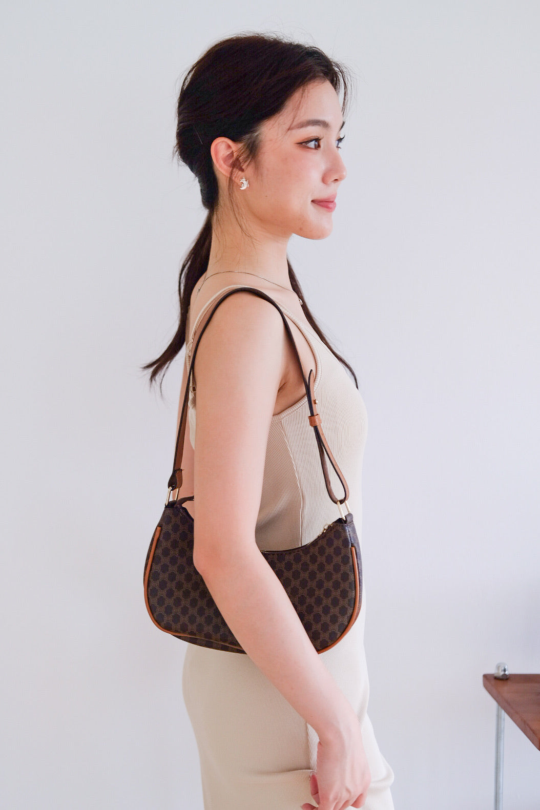 Jocelyn Padded Ribbed A Line Dress (Oat Beige)