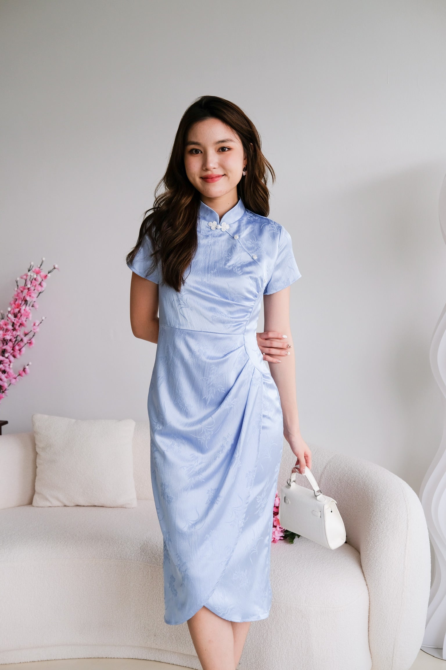 Le Yan Midi Cheongsam (Pastel Blue)