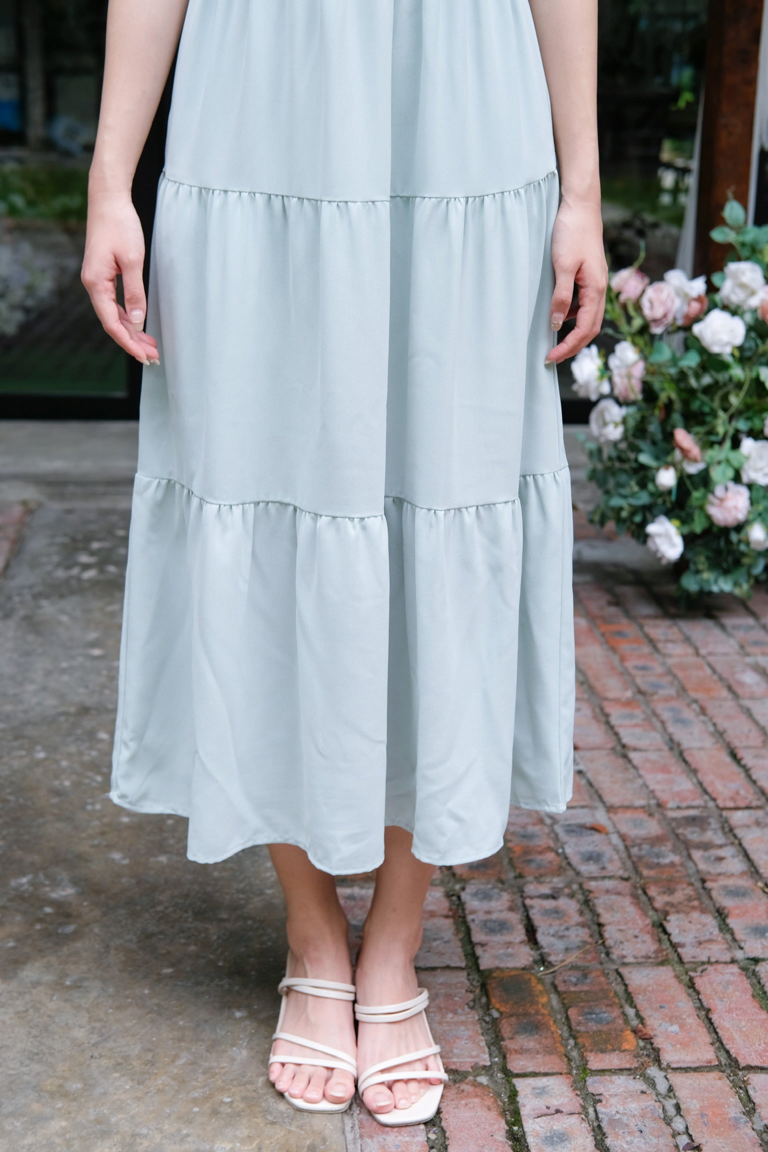 Giselle Flutter Maxi Dress (Sage Green)