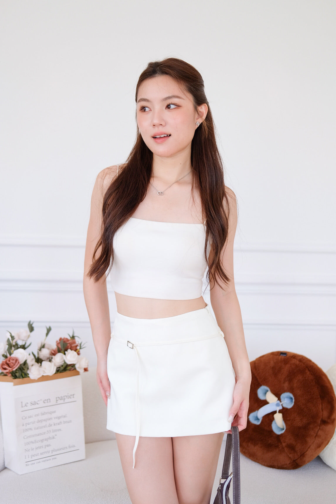 Tasha Mini Belt Skort (Cream)