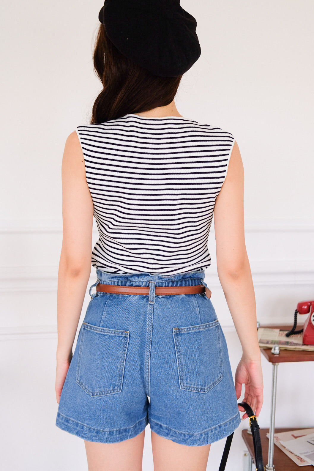 Alden Button Knit Tank Top (Stripes)