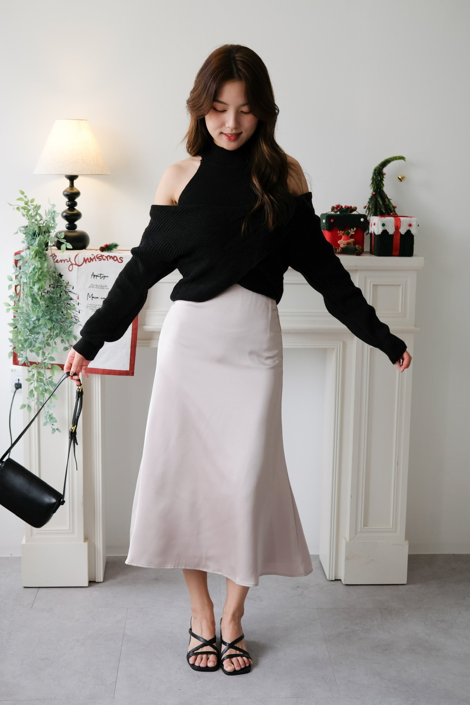 Olivia 2-in-1 Knit Sweater Set (Black)