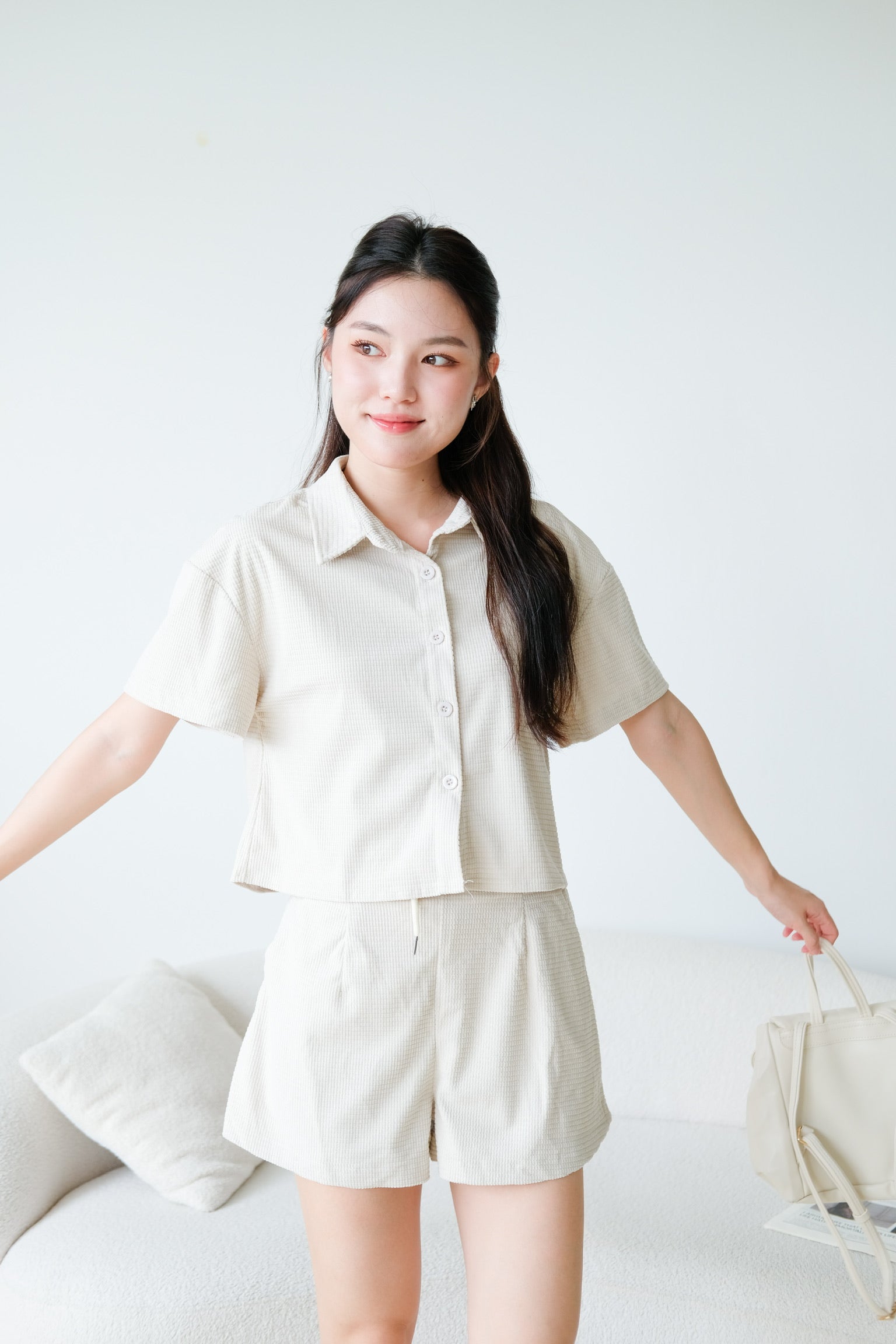 Jonah Shirt Lounge Set (Sand Beige)
