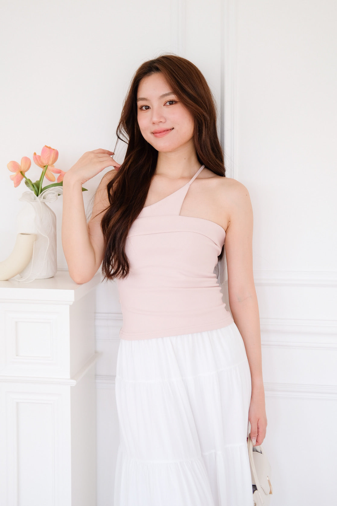 Sovanna Asymmetrical Cami Crop (Baby Pink) [ETA 12 Sept]