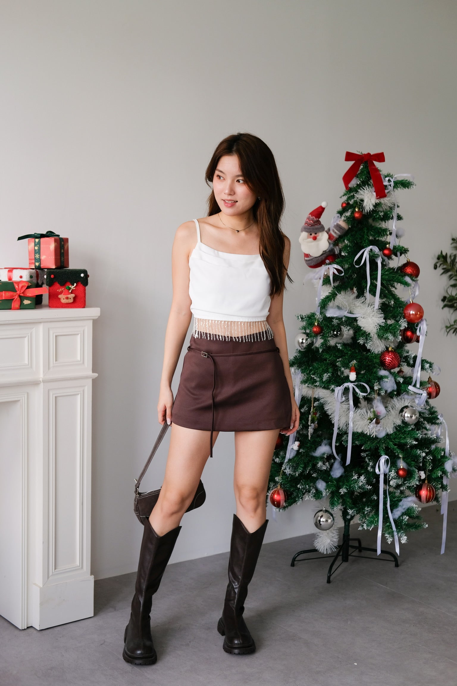 Tasha Mini Belt Skort (Mocha)