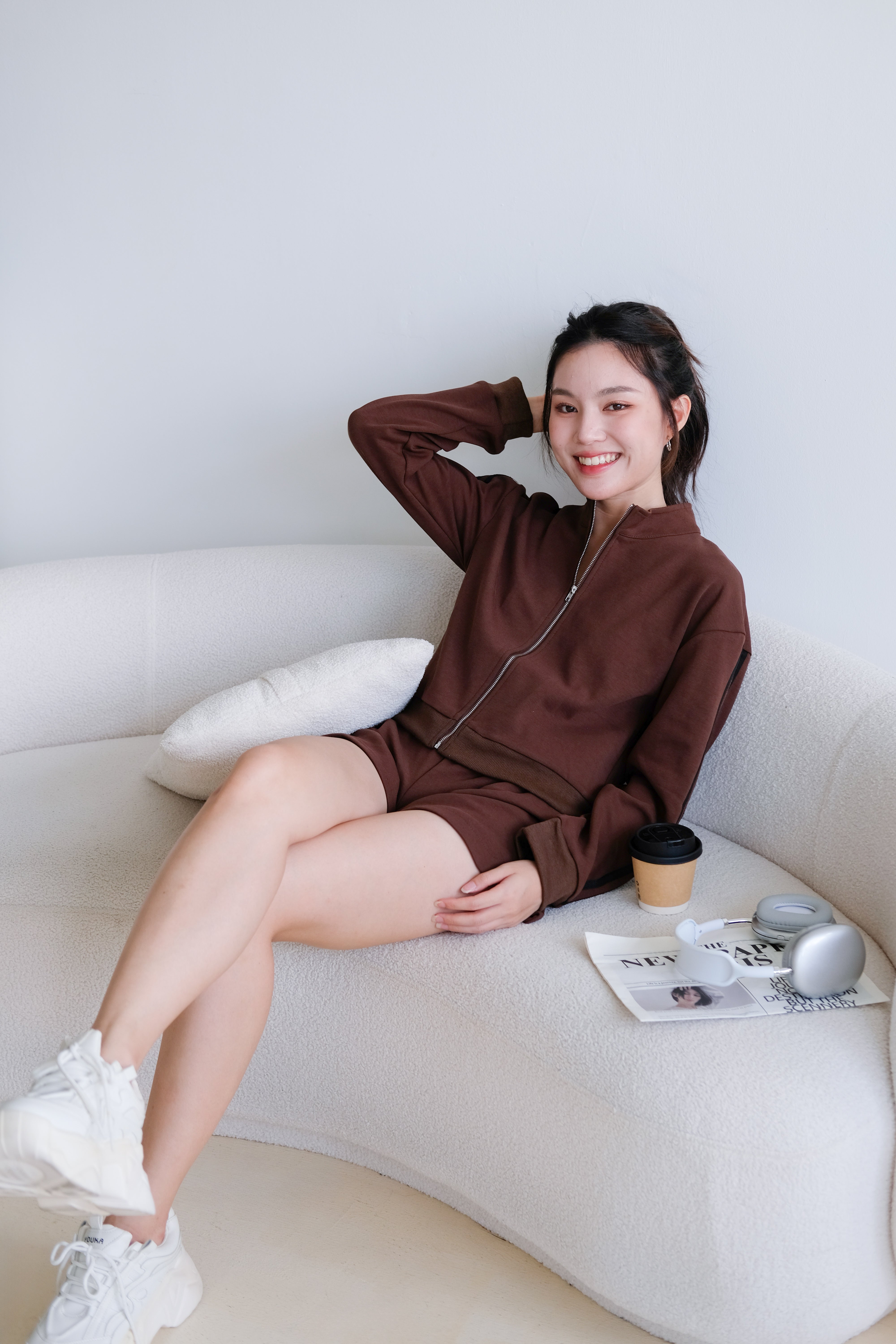 Day Off Stripes Lounge Set (Mocha)