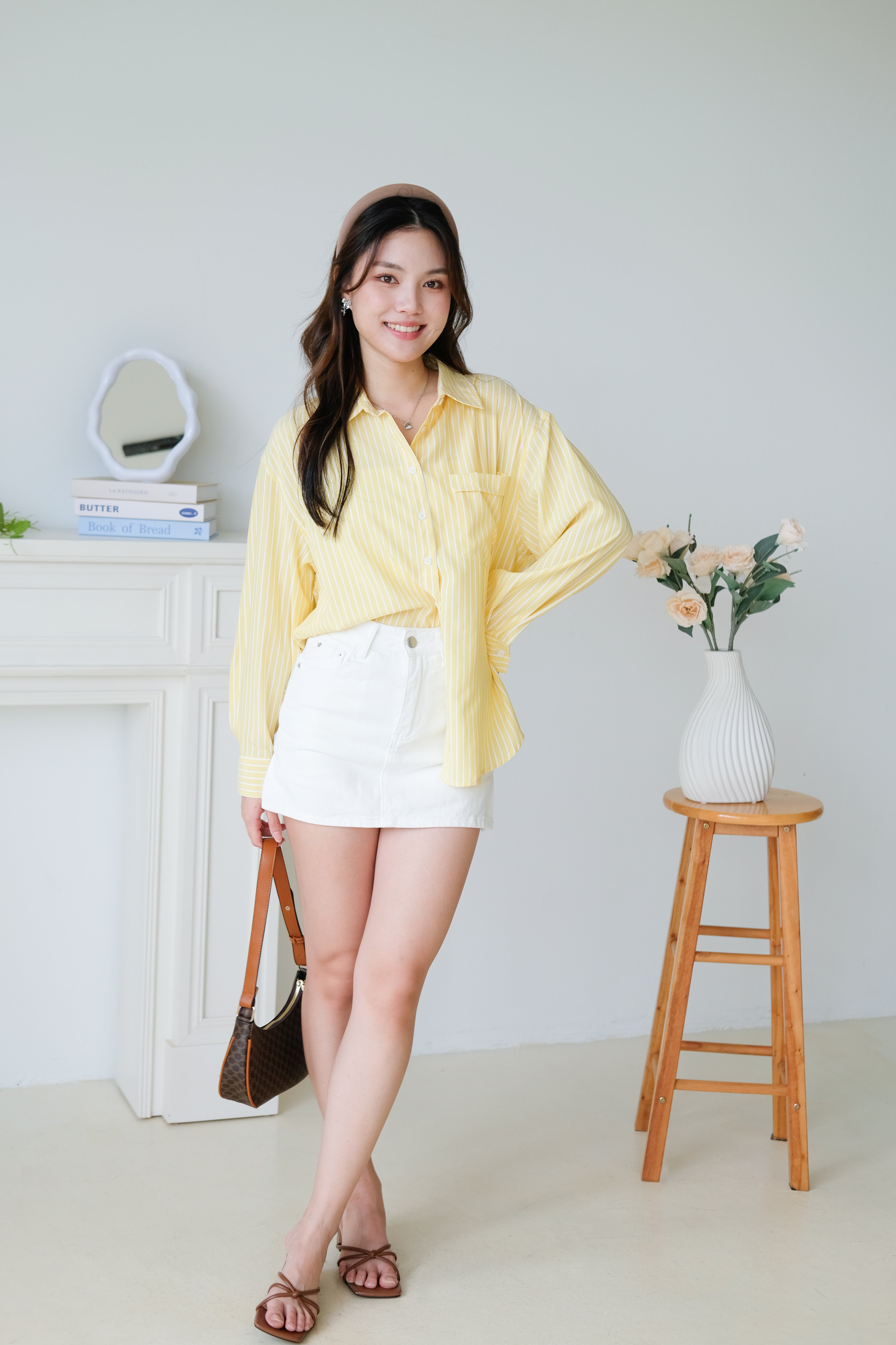 Wayne Stripes Boyfriend Shirts (Sunshine Yellow)