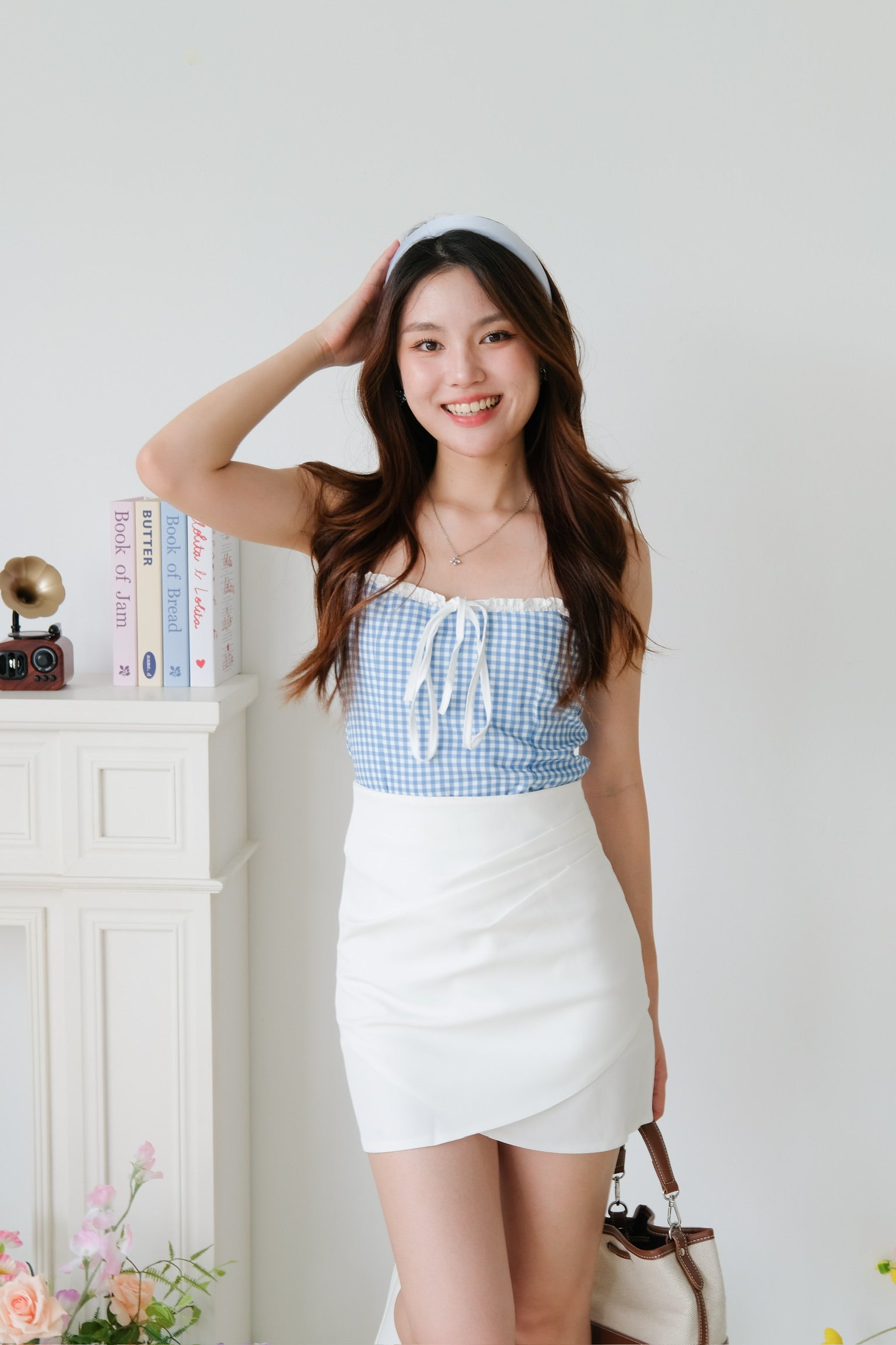 Polly Plaid Ruffle Top (Blue)