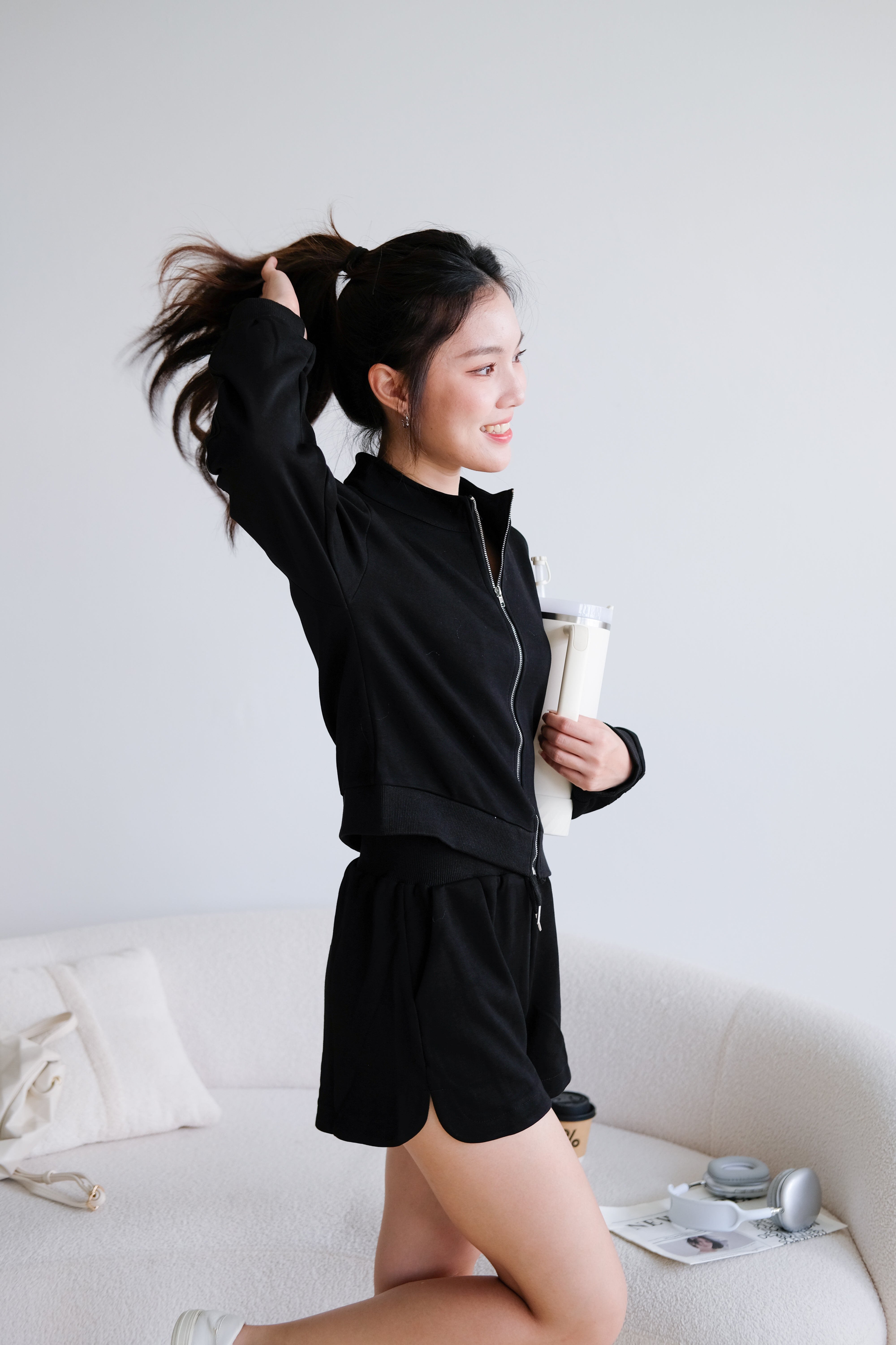 Day Off Stripes Lounge Set (Black)