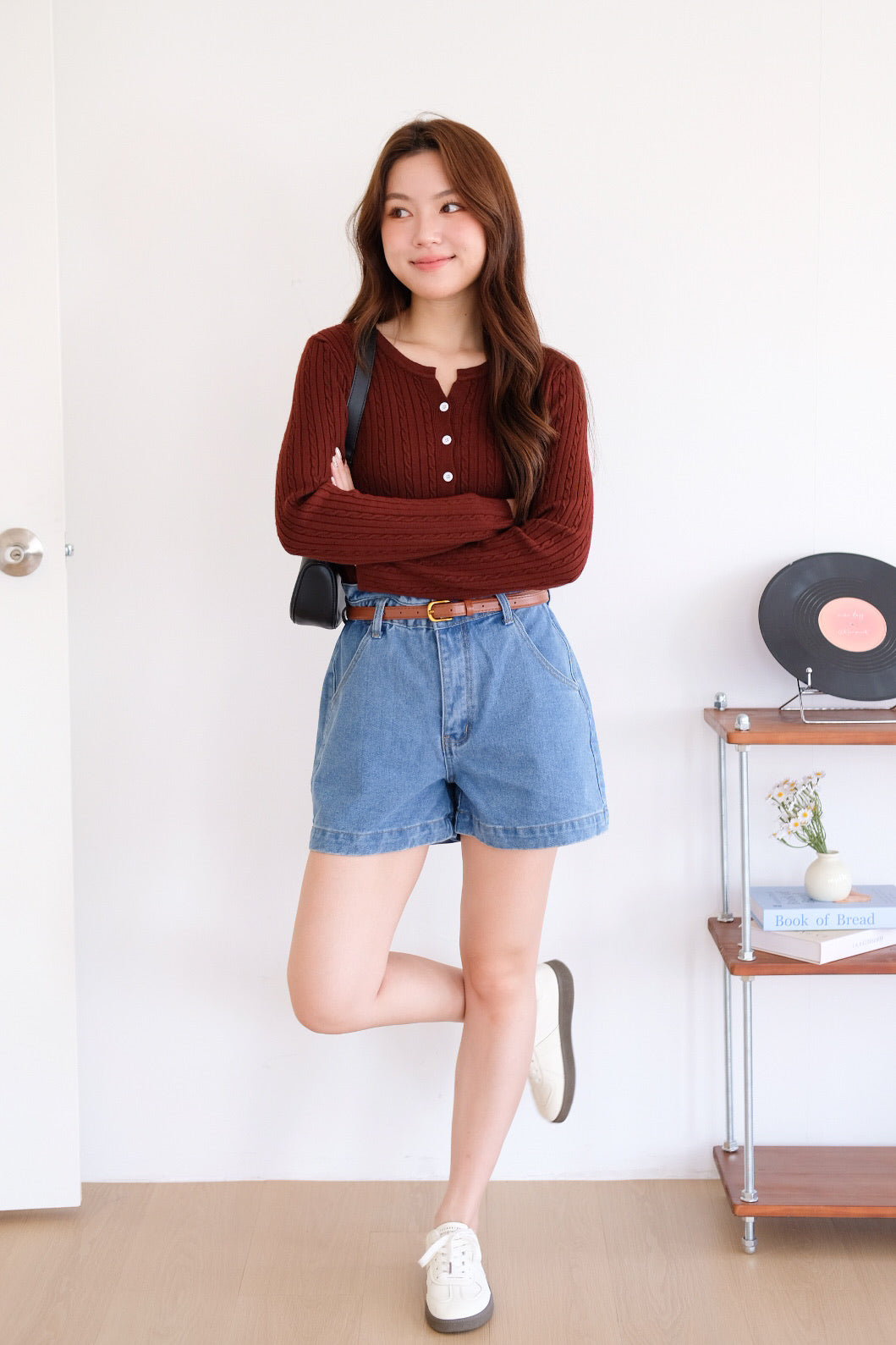 Sharlyn Cable Knit Cardigan (Maroon)