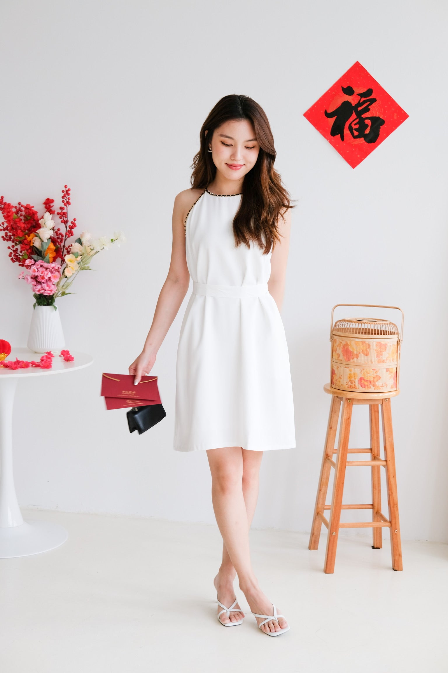 Raine Halter Loose Dress (White)