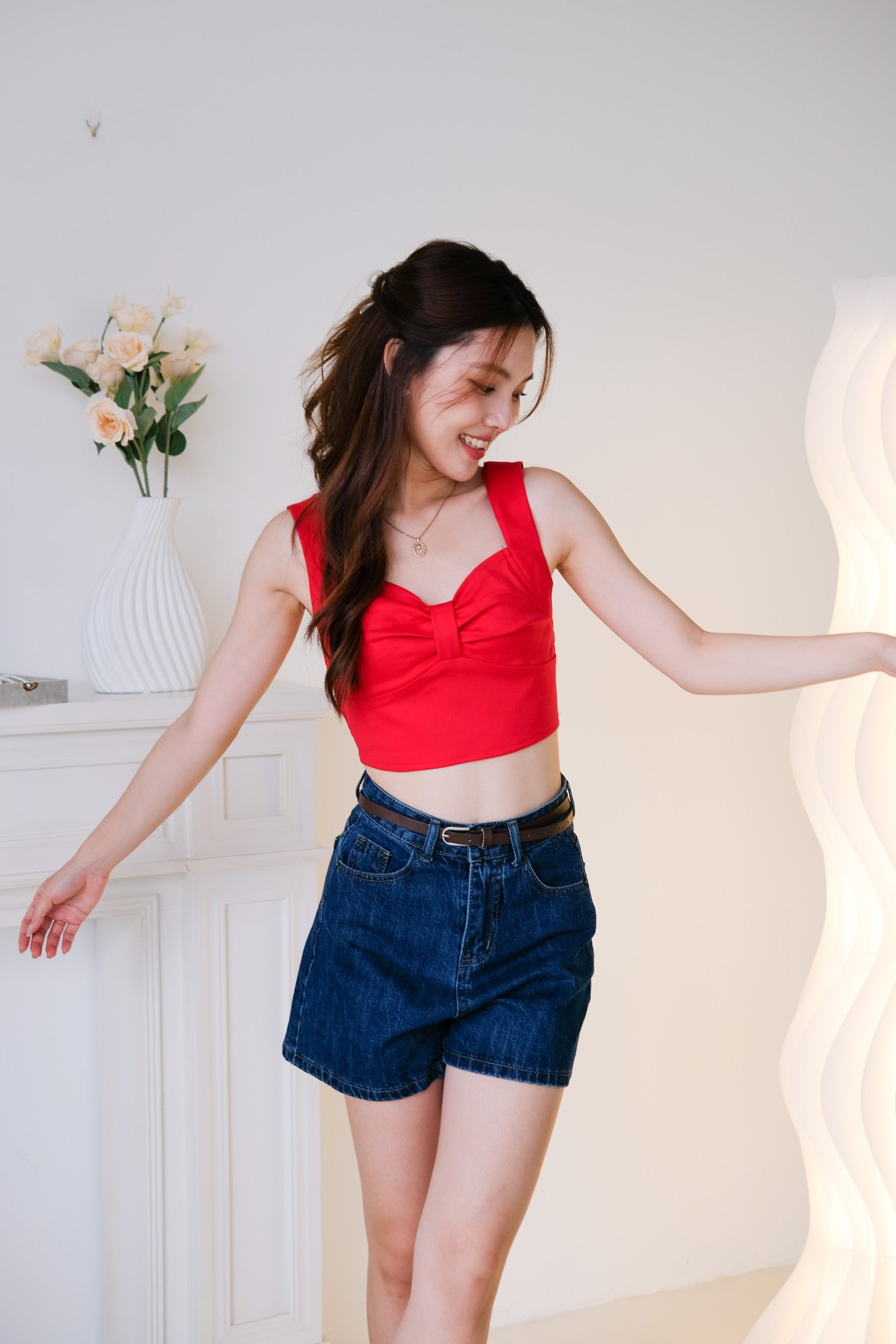 Willabel Bow Crop Top (Red)