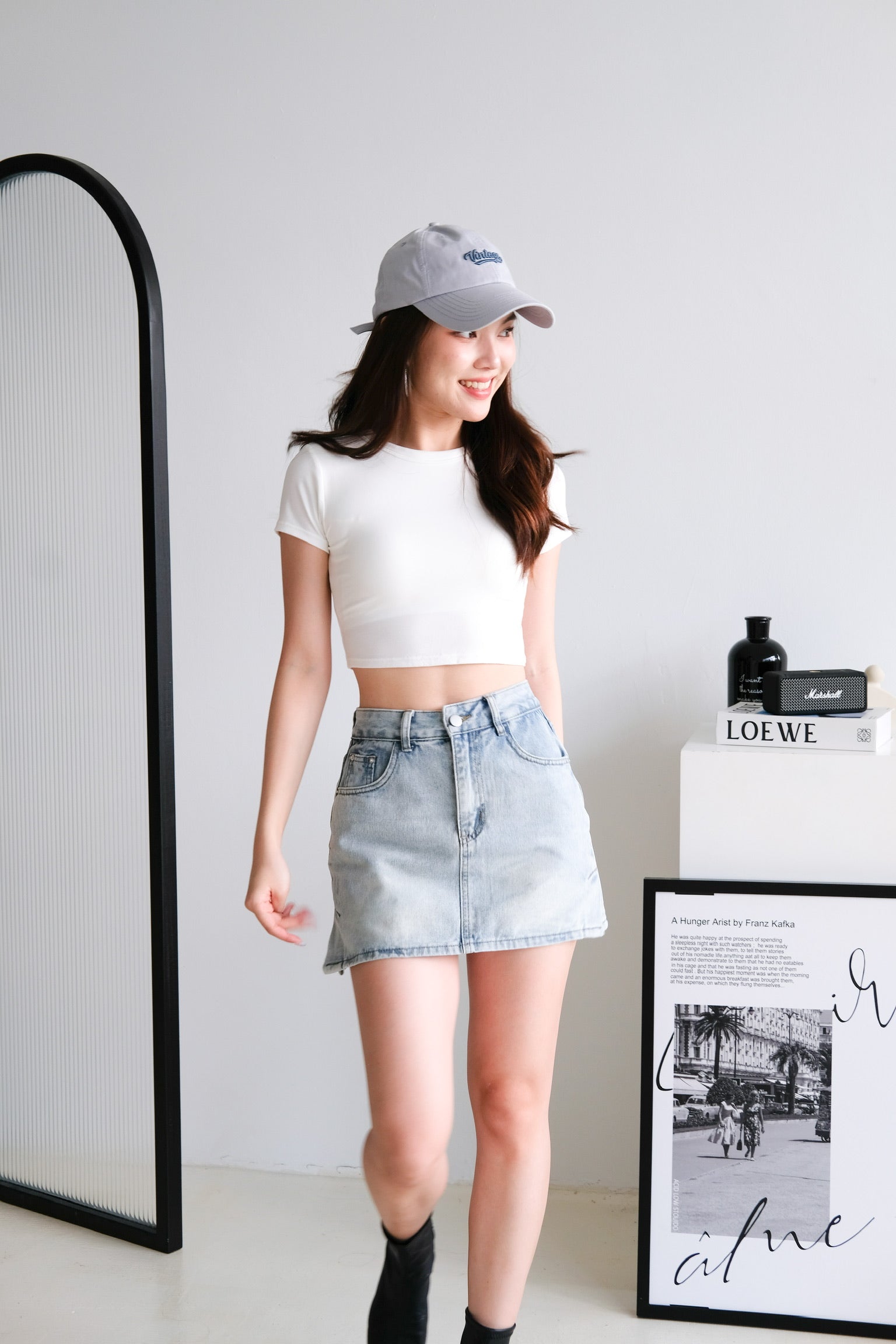 Beth Padded Crop Tee (White)