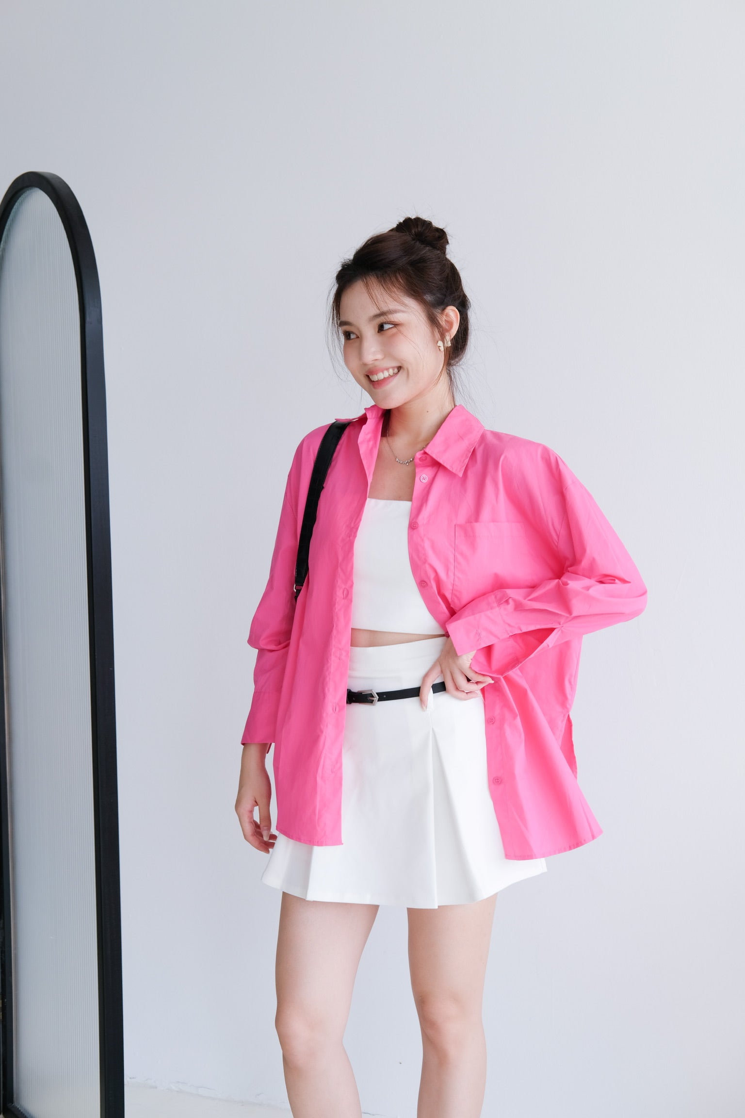 Rileen Boyfriend Oversized Shirt (Dark Pink)