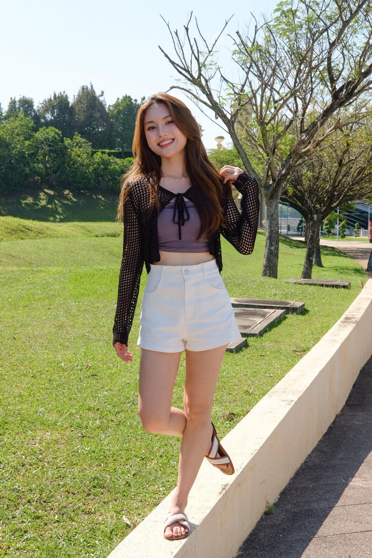 Savannah Beach Knit Cropped Outerwear (Black)