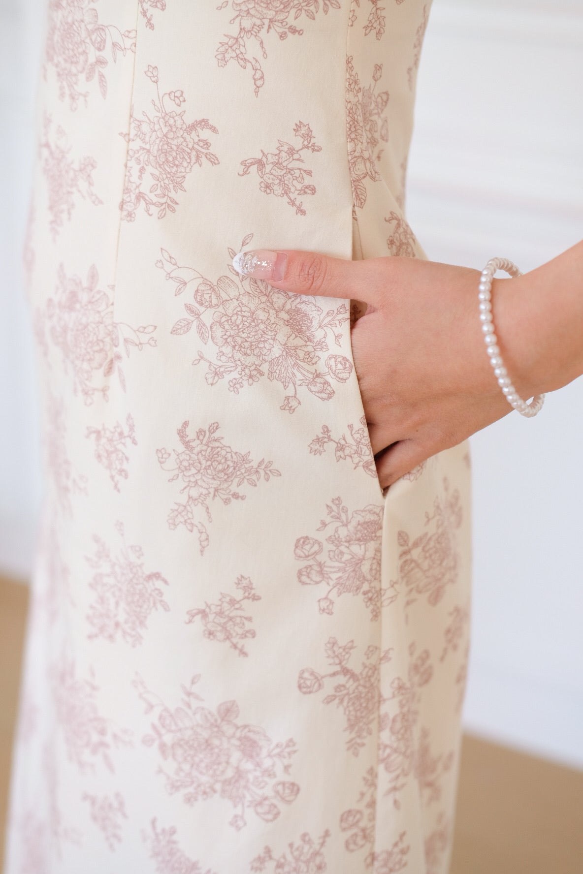 [ETA 12-16 Jan] Nathania Floral Tube Padded Maxi Dress (Pale Red)