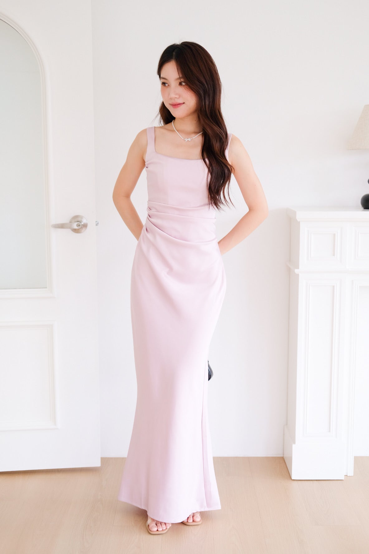 Adora Satin Mermaid Maxi Dress (Glacier Pink)