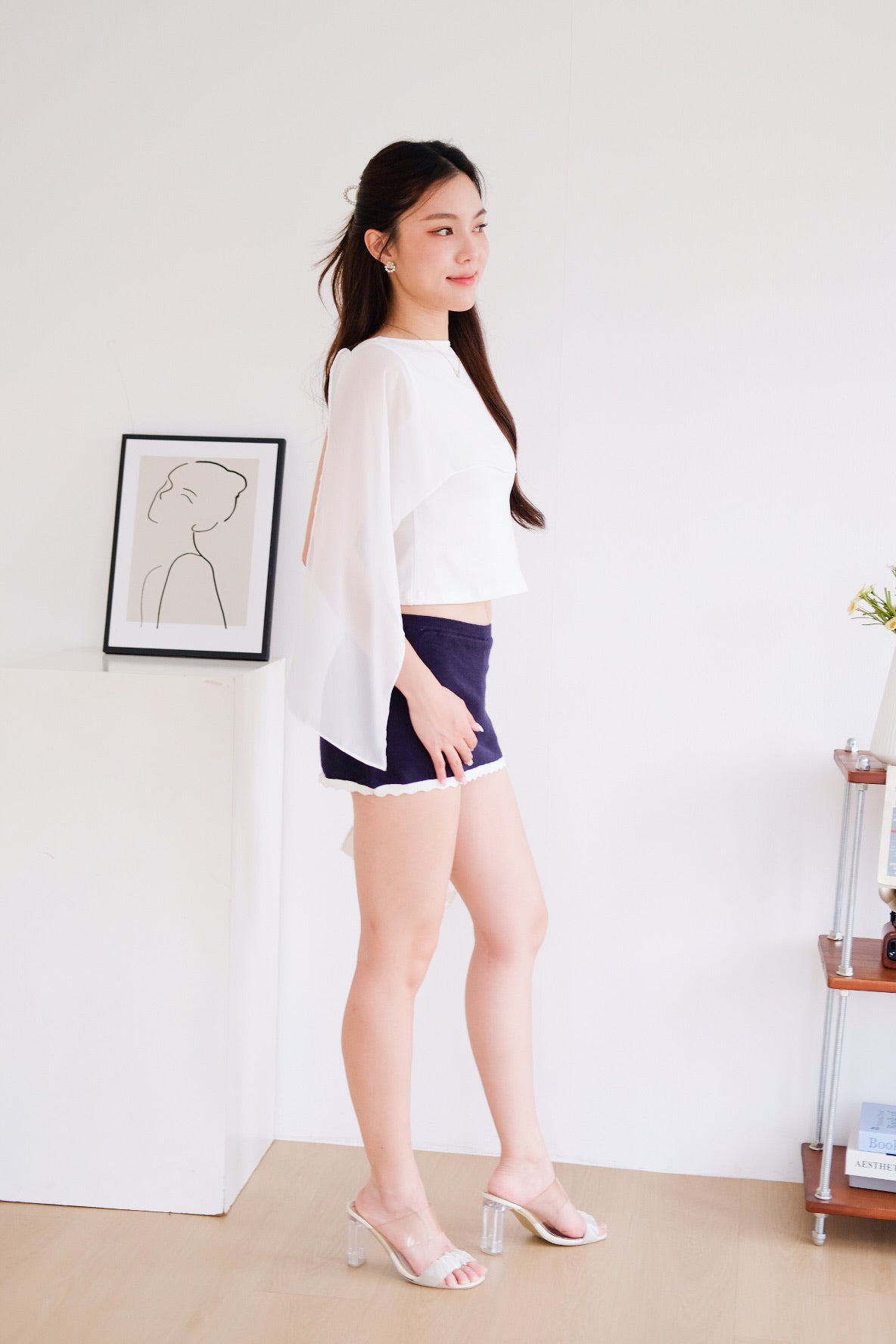 Lustre Cape Boatneck Top (White)