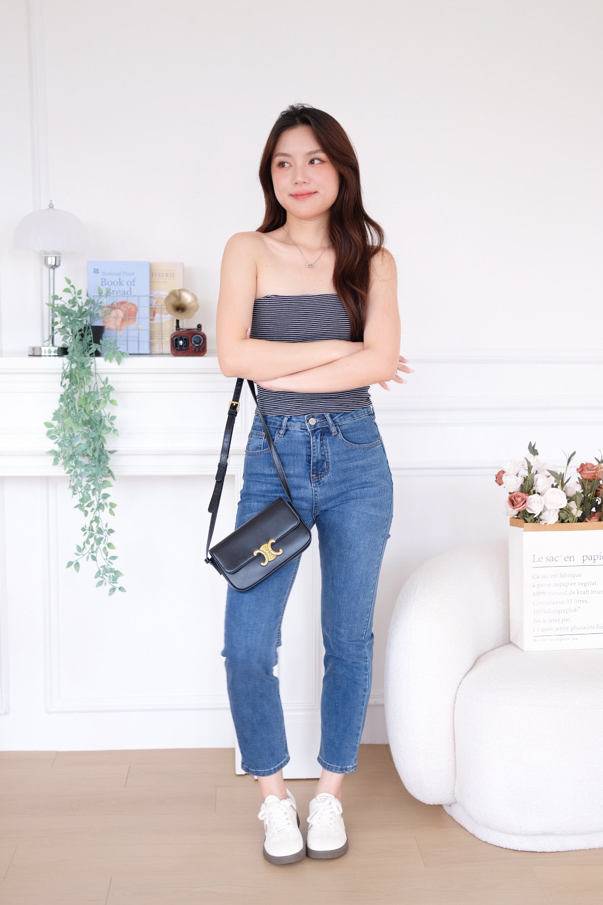 Capri Striped Padded Tube Top (Black) ]