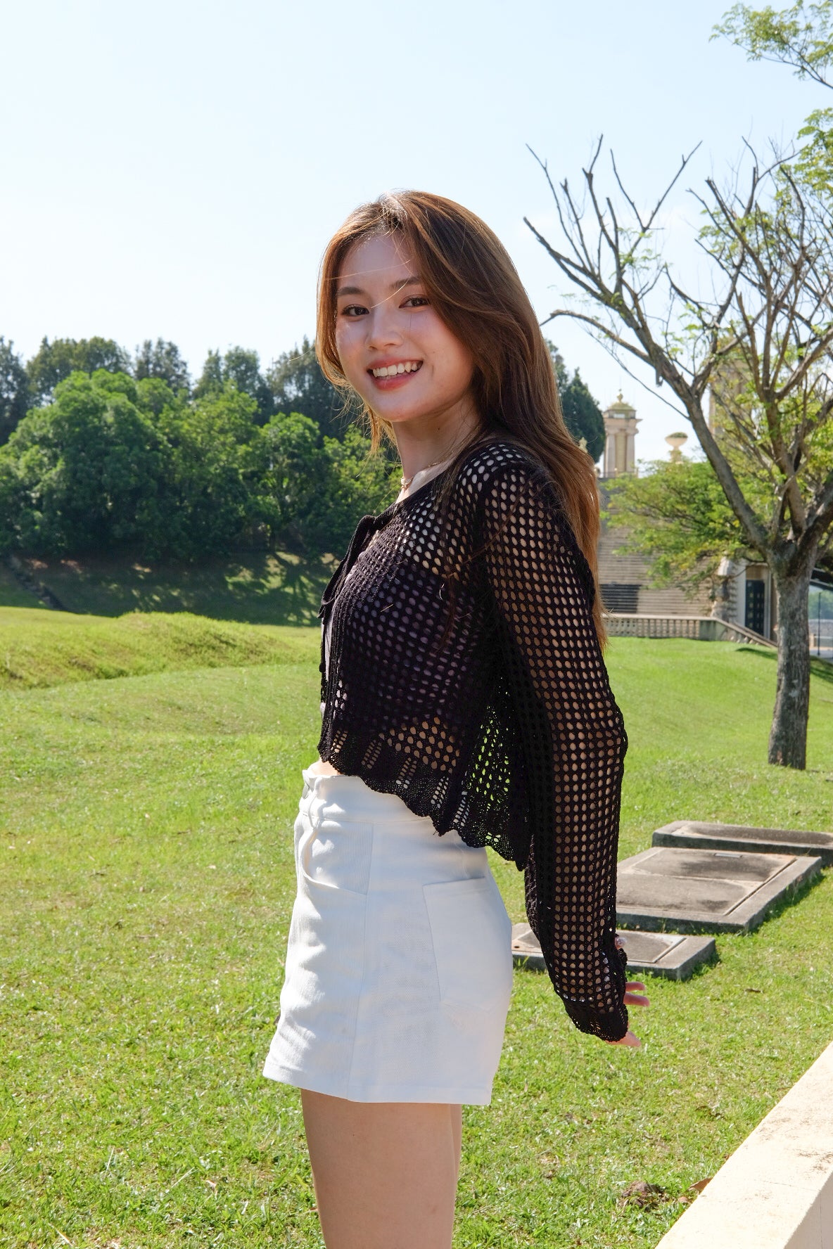 Savannah Beach Knit Cropped Outerwear (Black)
