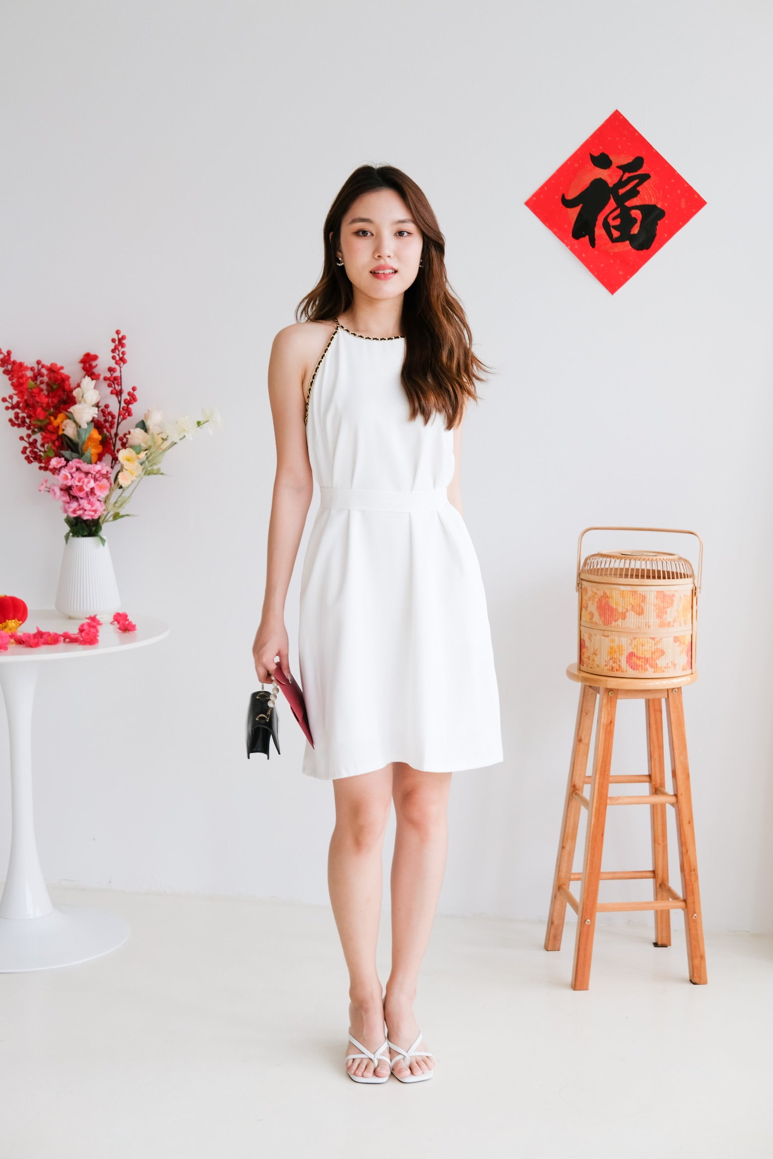 Raine Halter Loose Dress (White)