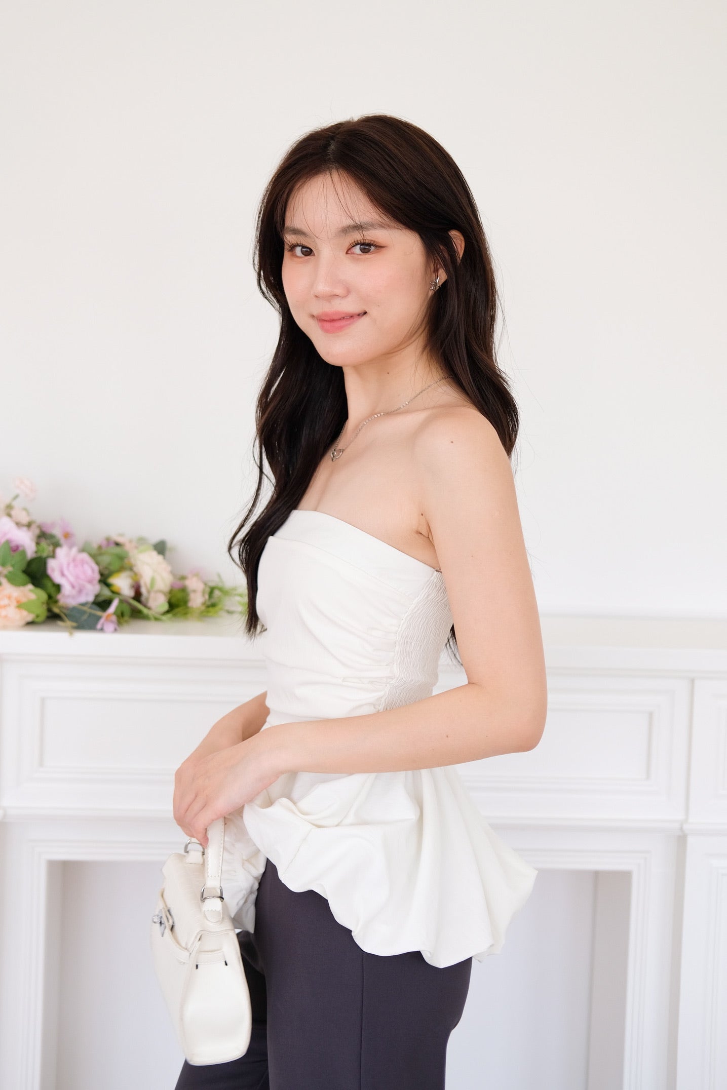 Reiko Peplum Tube Top (Cream)