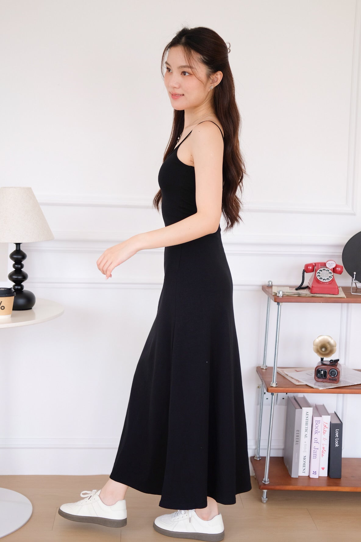 Avery Padded Skater Maxi Dress (Black)
