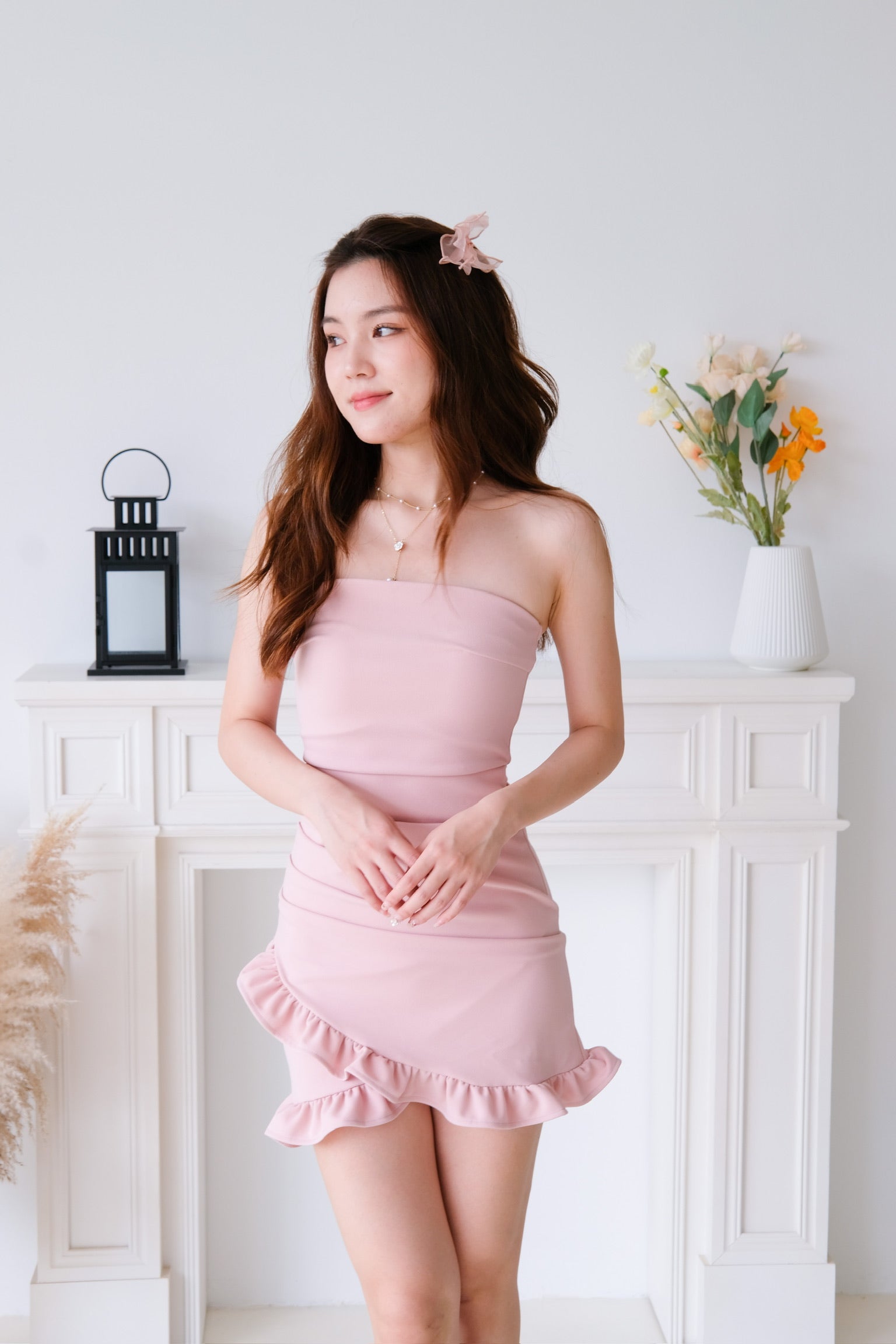 Cynthia Ruffle Tube Dress (Pink)