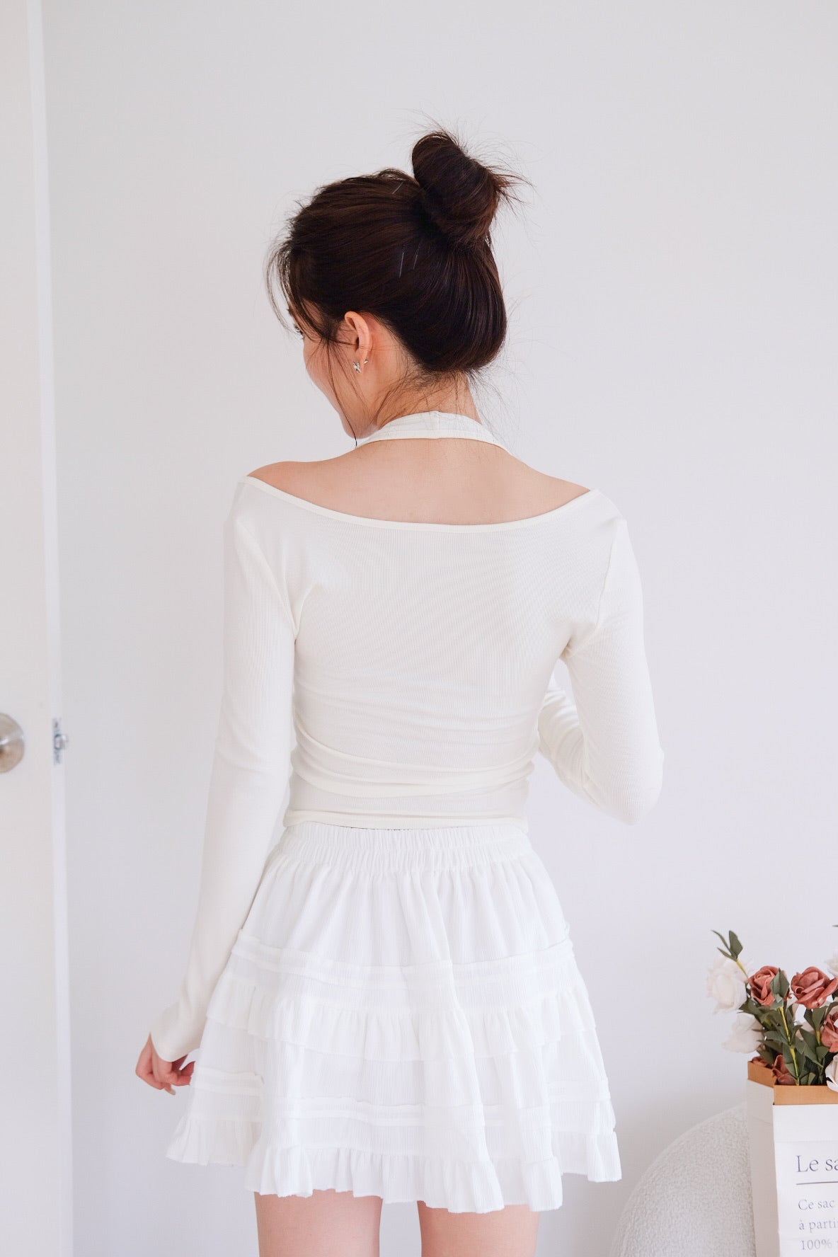 Alicia Ballet Halter 2-in-1 Top (White)