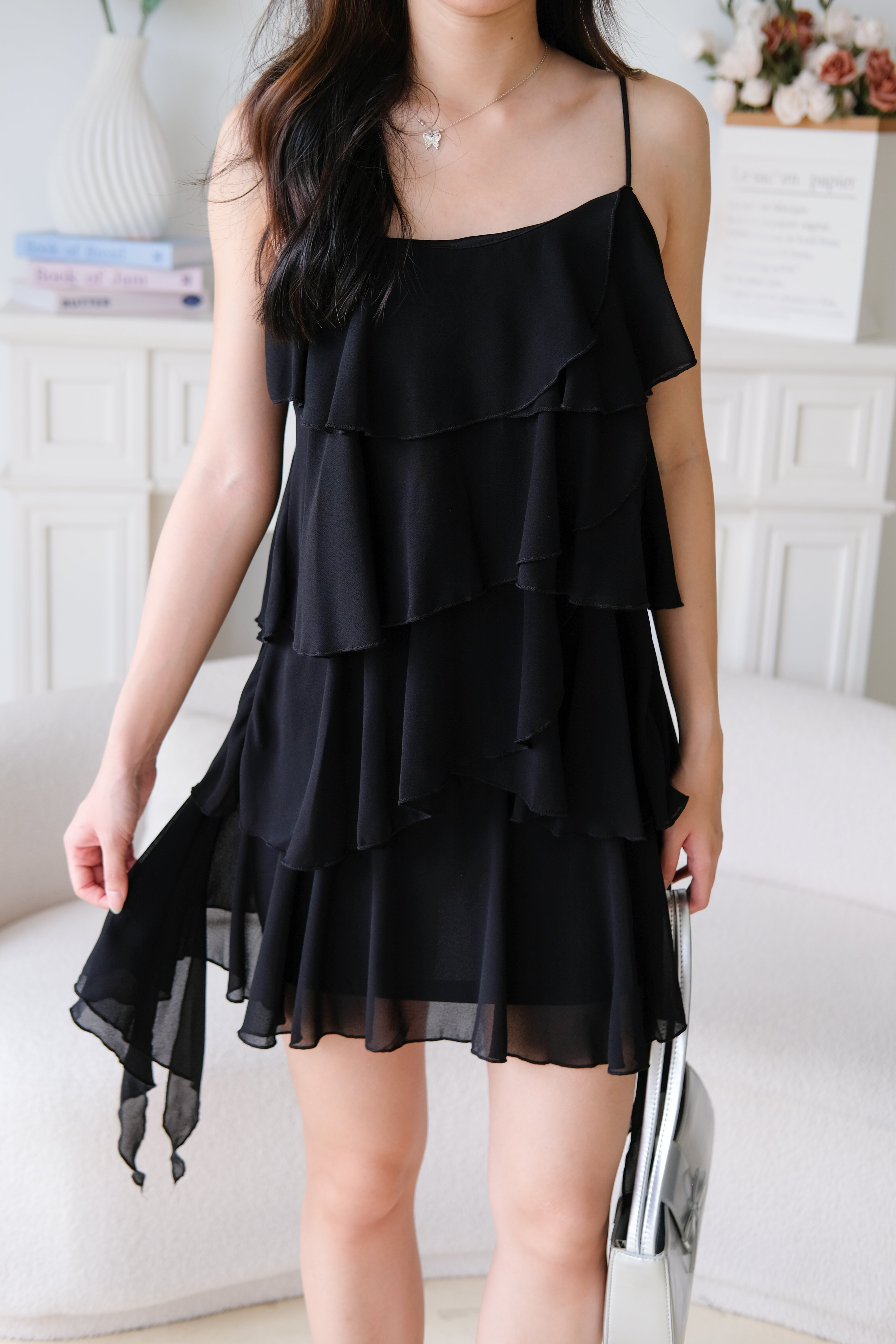 Pixie Layered Ruffle Dress (Black)
