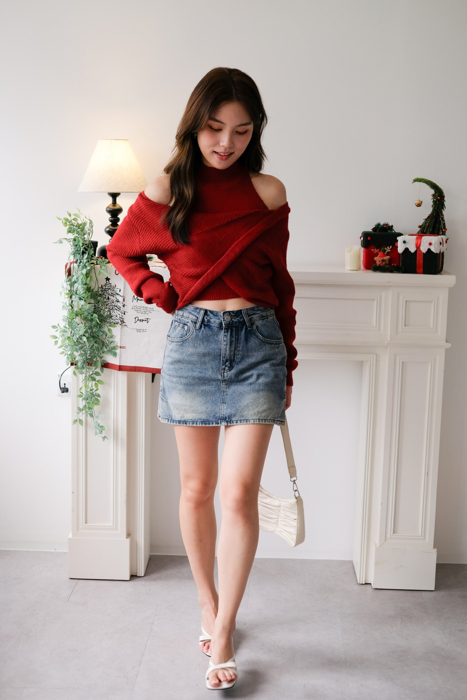 Olivia 2-in-1 Knit Sweater Set (Red)