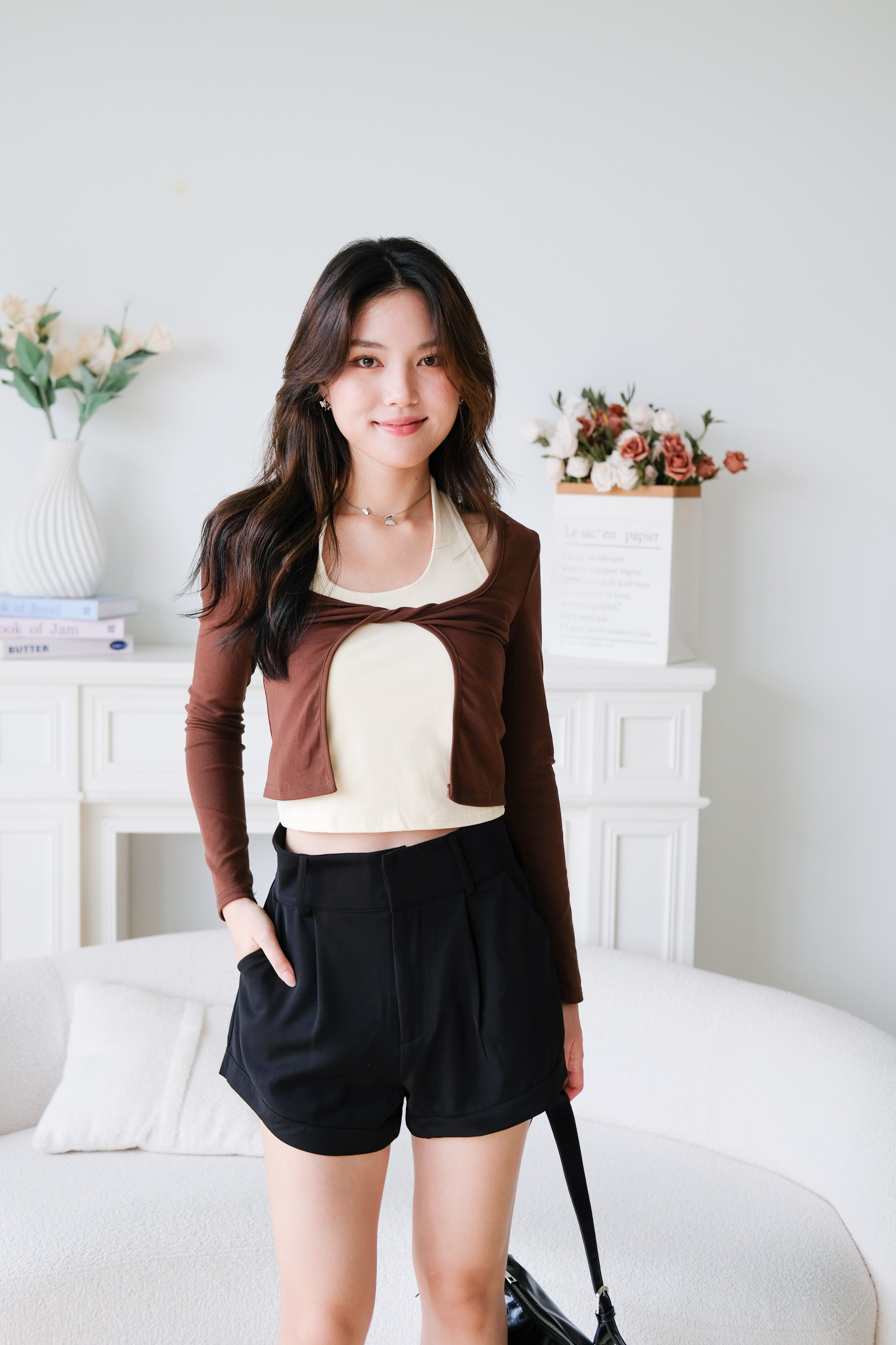 Bonnie Halter Cardigan Set (Mocha)