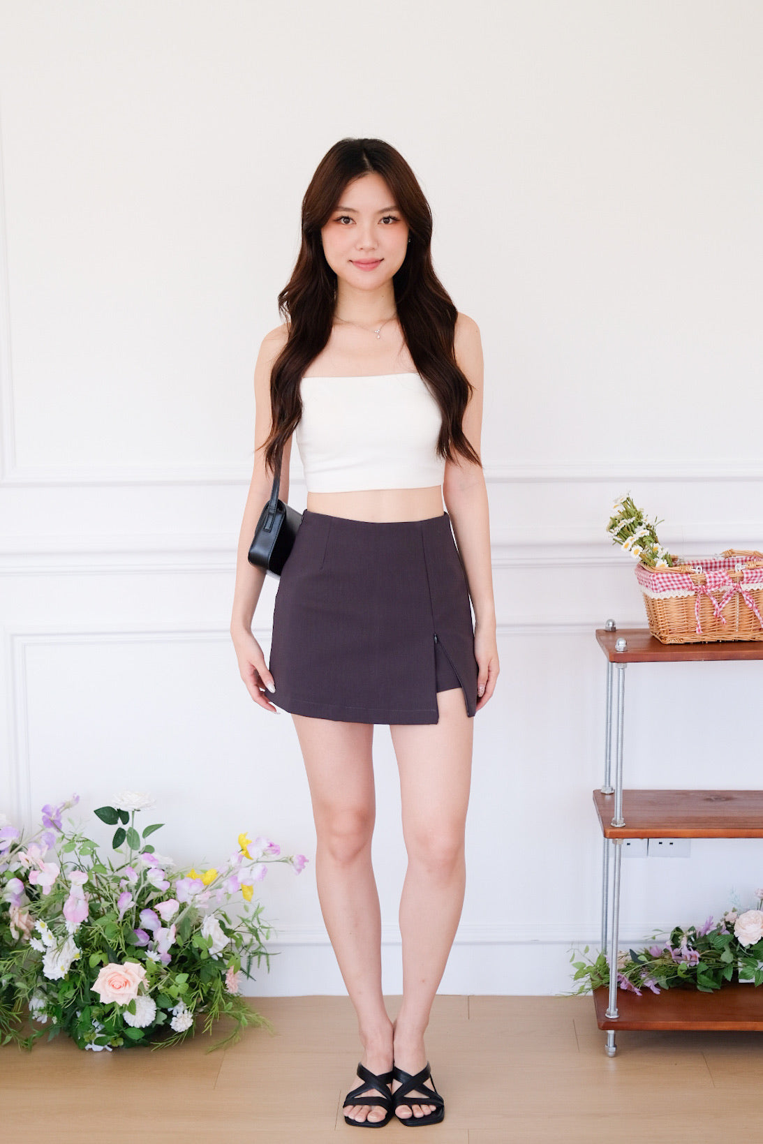 Shanell Basic Side Slit Skorts (Steel Grey)