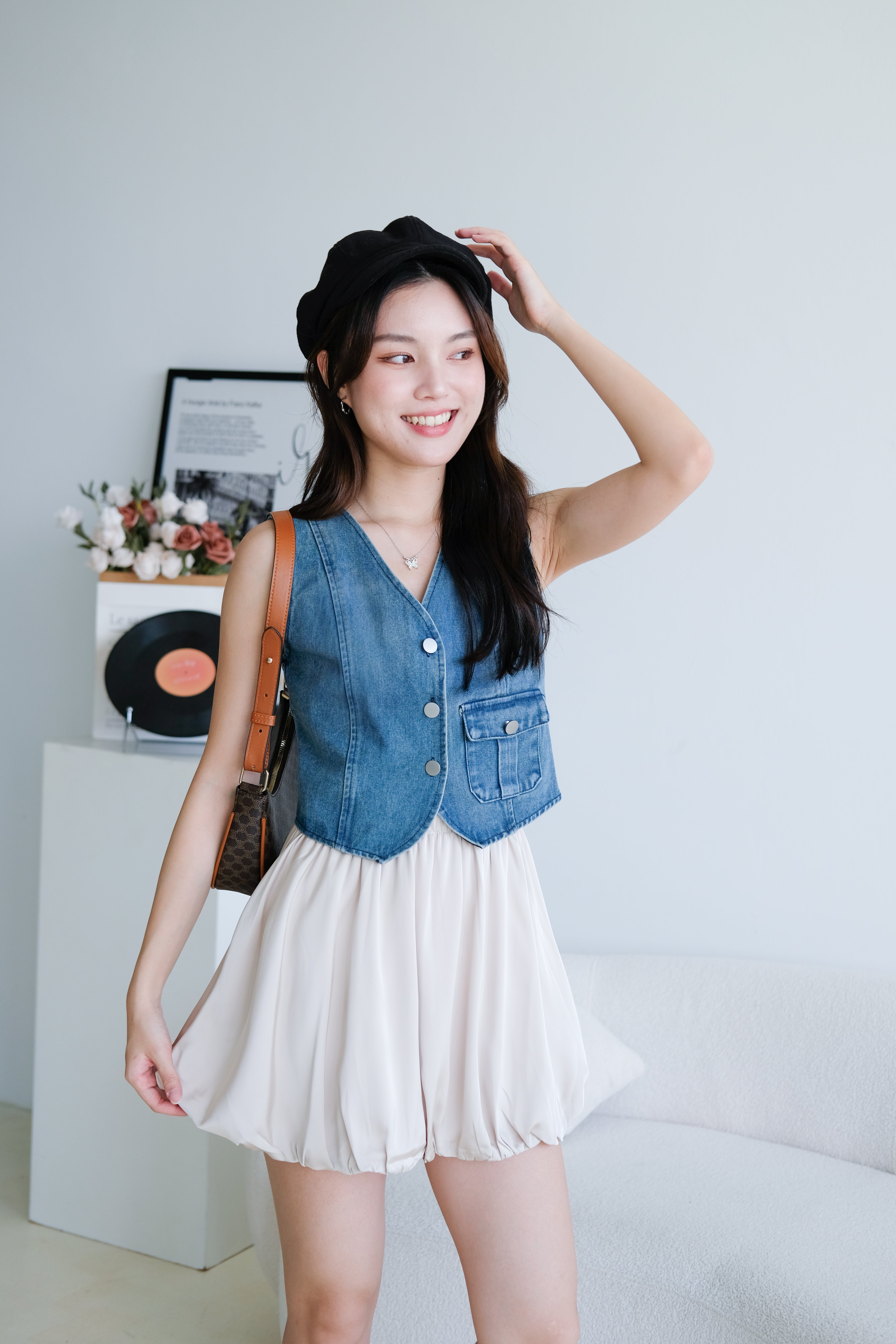 Tricia Denim Vest Top (Dark Blue)