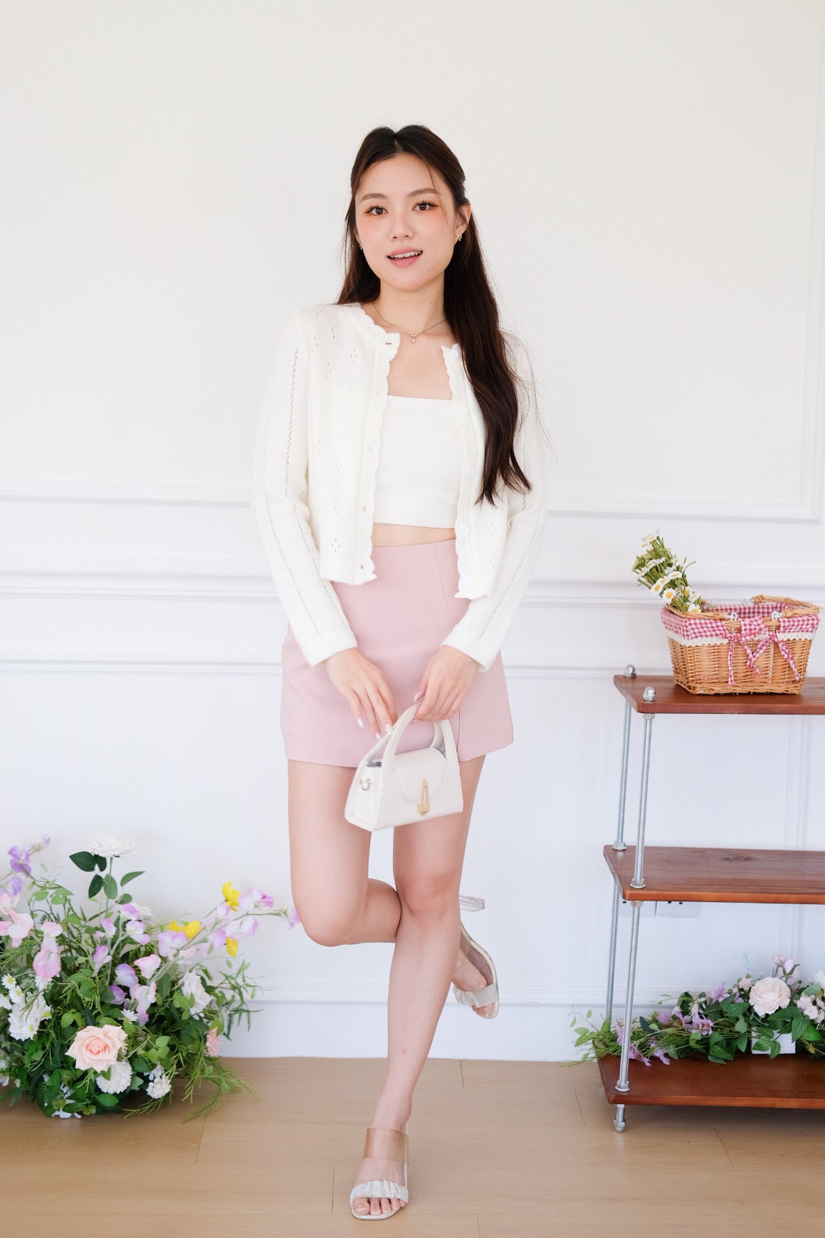 Mirae Soft Fuzzy Knit Cardigan (White)