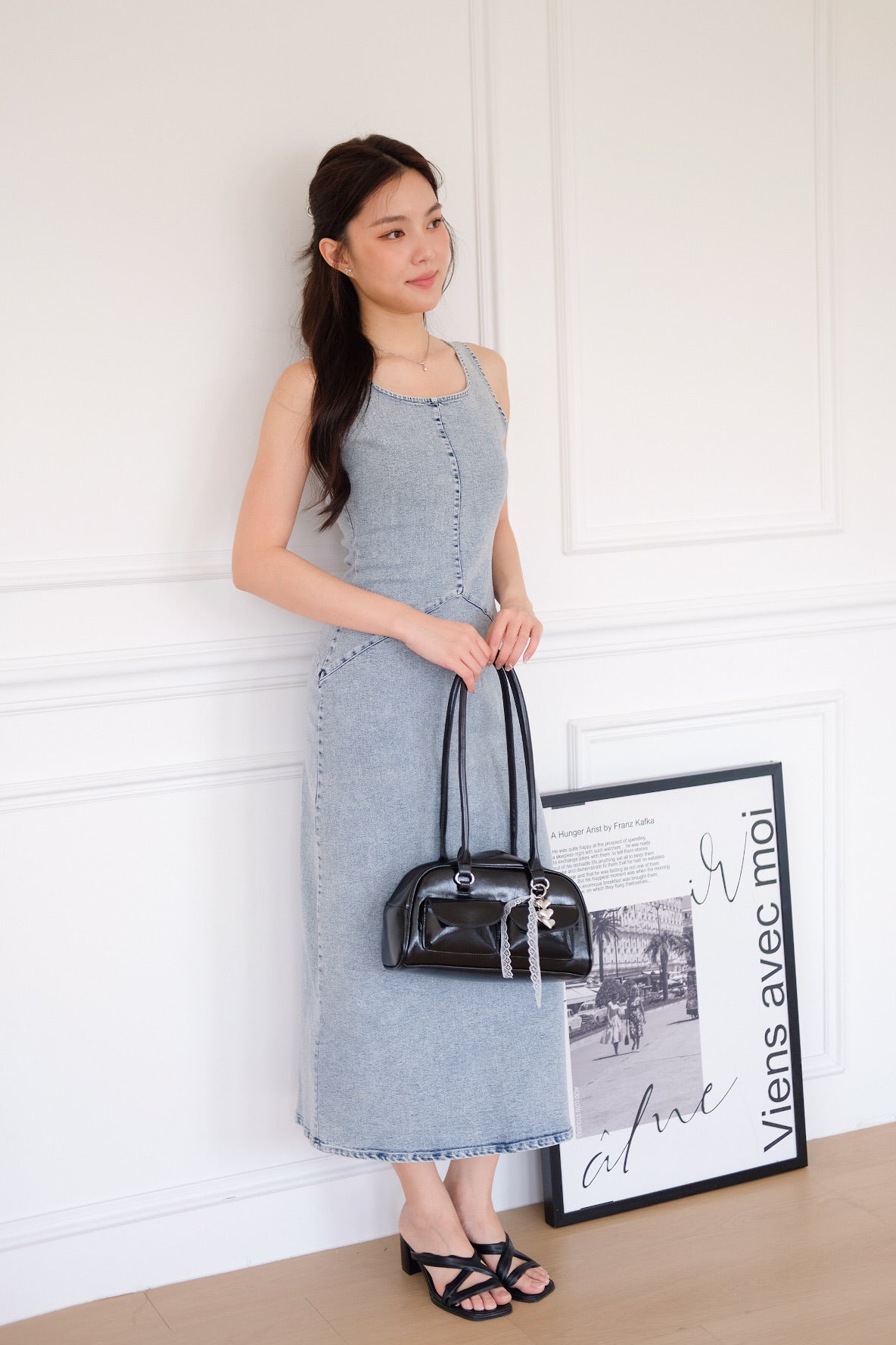Revolution A Line Denim Maxi Dress (Light Blue)
