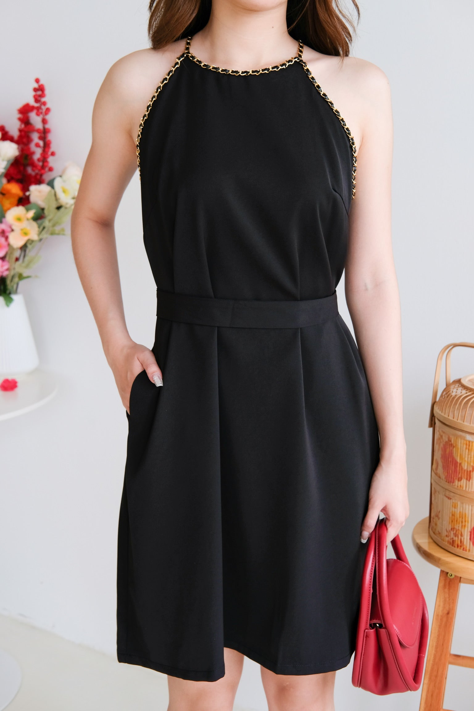 Raine Halter Loose Dress (Black)