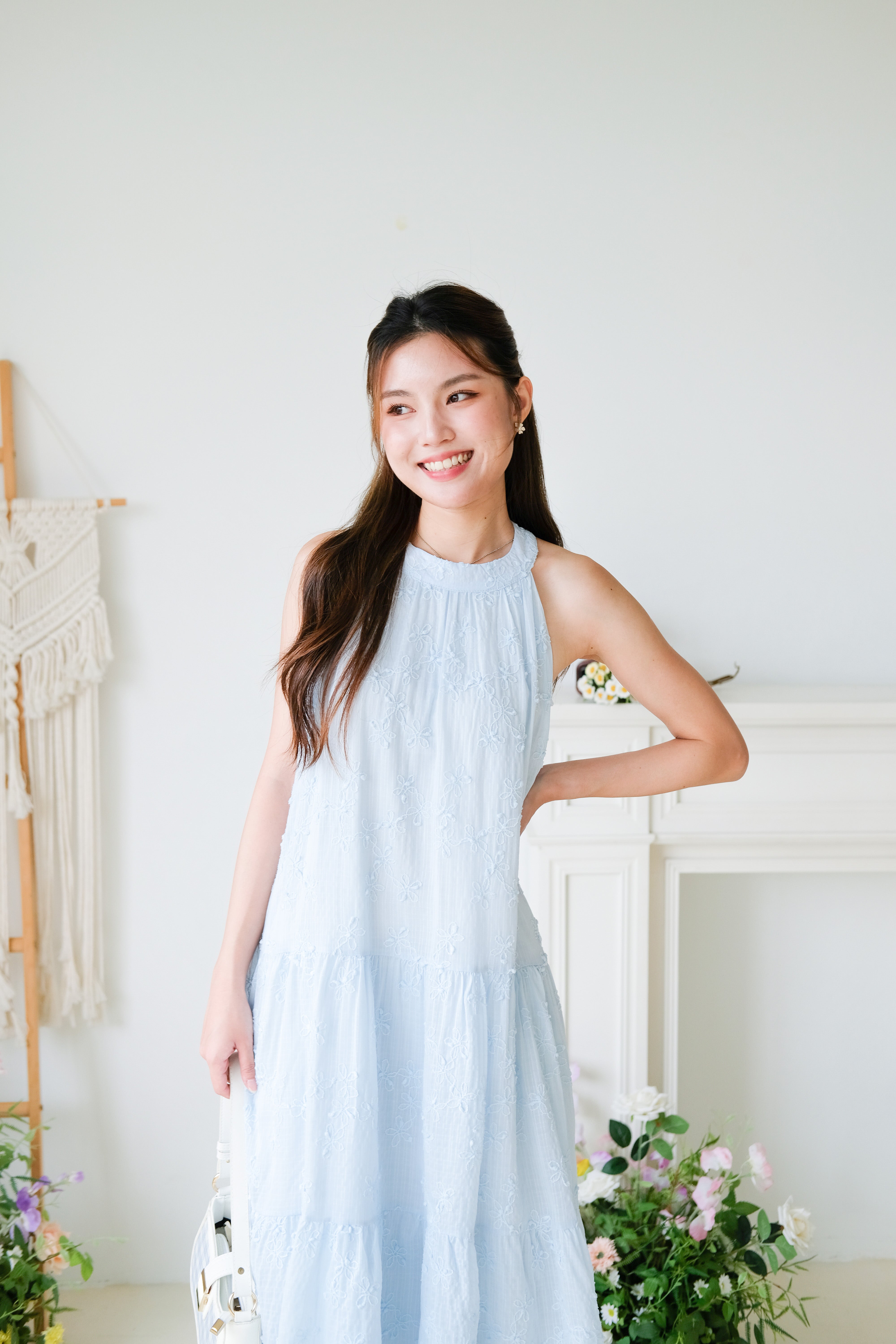 Avery Halter Loose Fit Maxi Dress (Sky Blue)