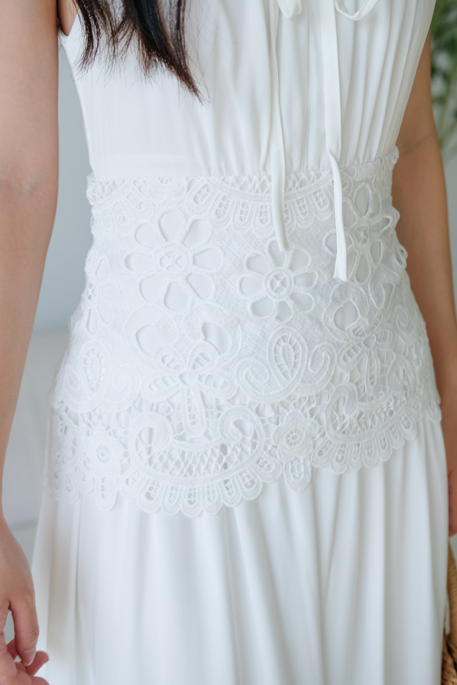 Saphira Crochet Maxi Dress (White)